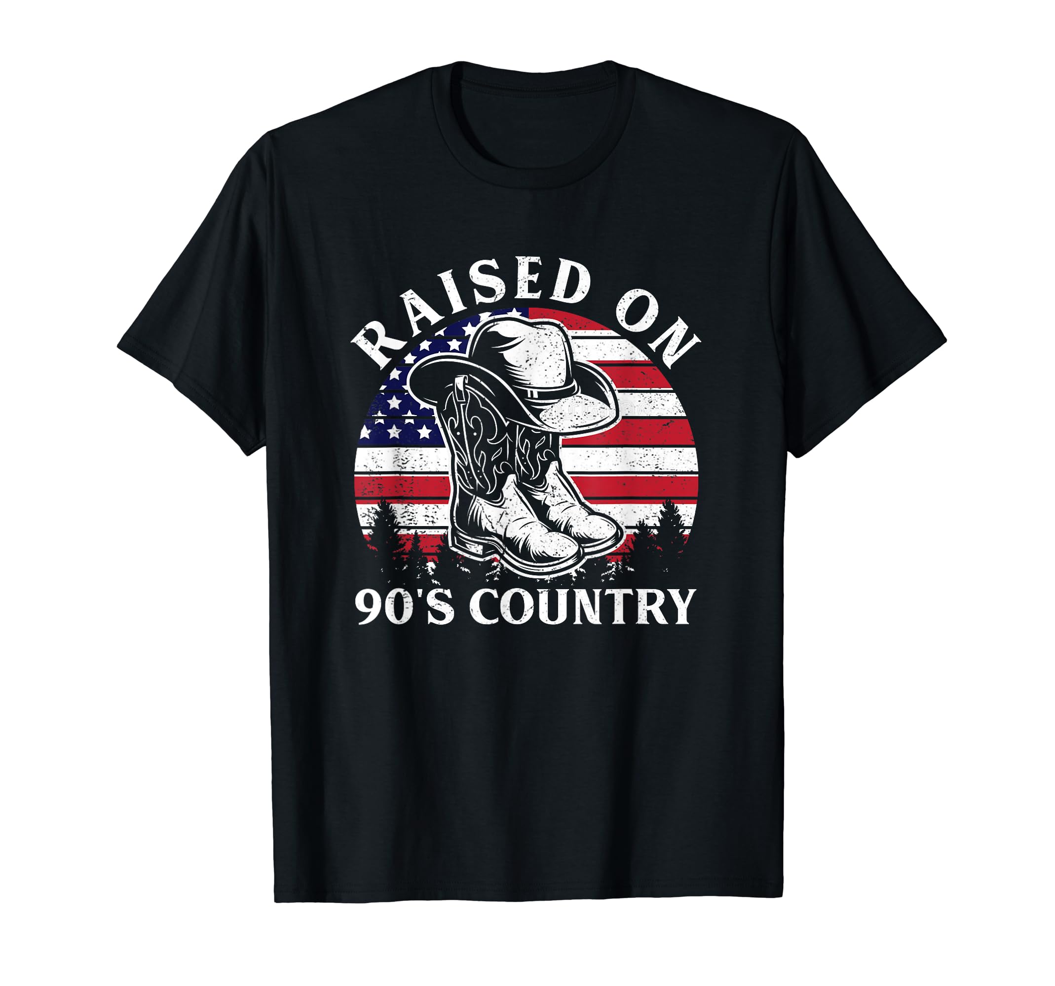Raised 90S Country Cowboy Hat Usa T-Shirt - Streetwear Style for Adults - T-Shirt, Sweatshirt, Hoodie