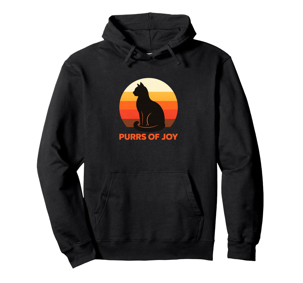 Cat Sunset Purrs Joy Lover Minimal Hoodie - Graphic Print Men Women - T-Shirt, Sweatshirt, Hoodie