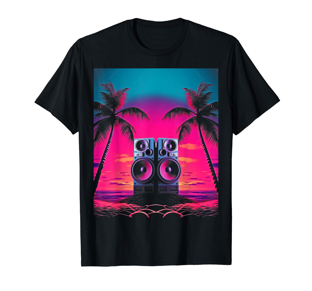 Vaporwave Stereo Speakers 80S Synthwave 3 T-Shirt - Custom Art Print Unisex - T-Shirt, Sweatshirt, Hoodie