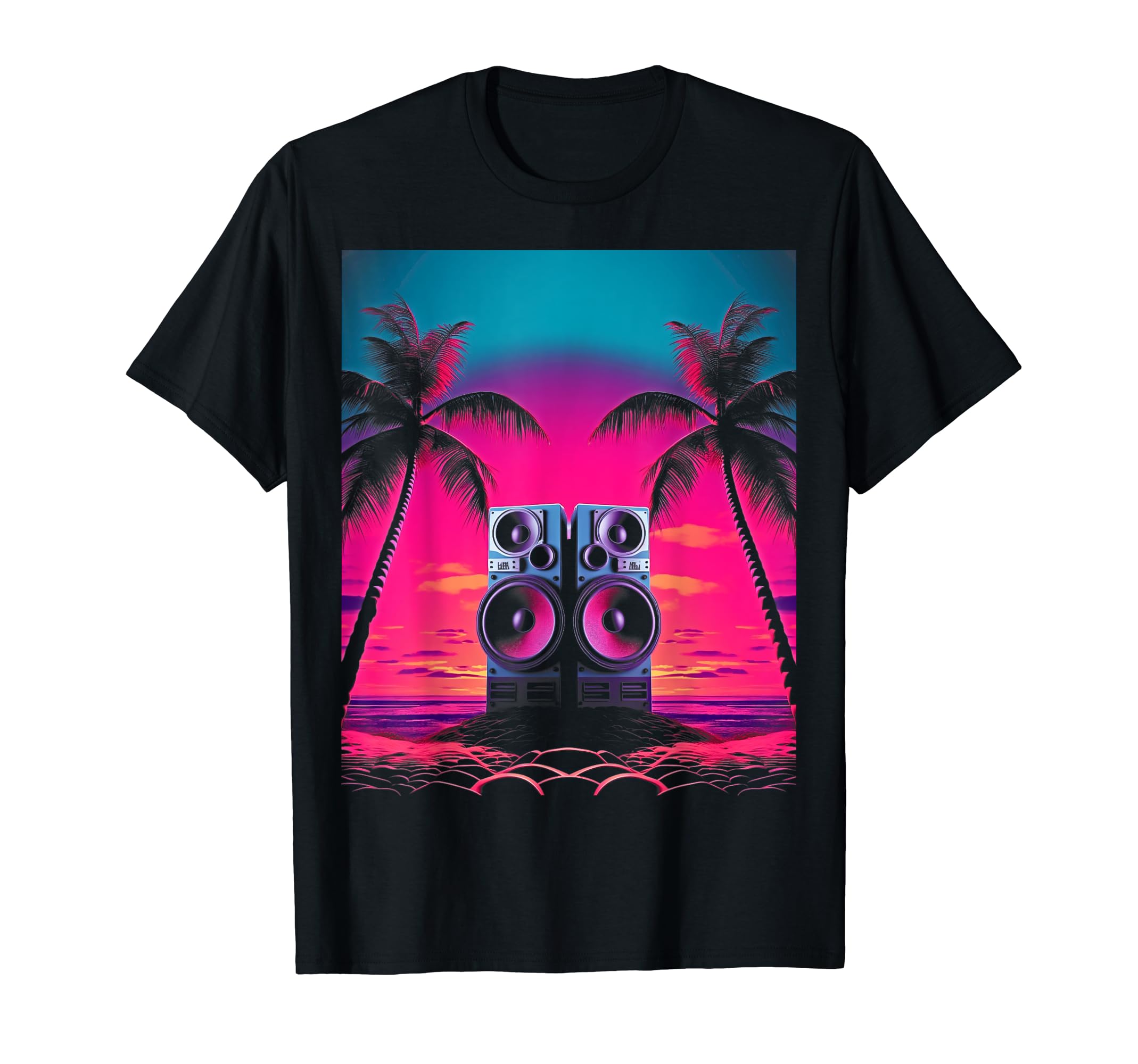 Vaporwave Stereo Speakers 80S Synthwave 3 T-Shirt - Custom Art Print Unisex - T-Shirt, Sweatshirt, Hoodie