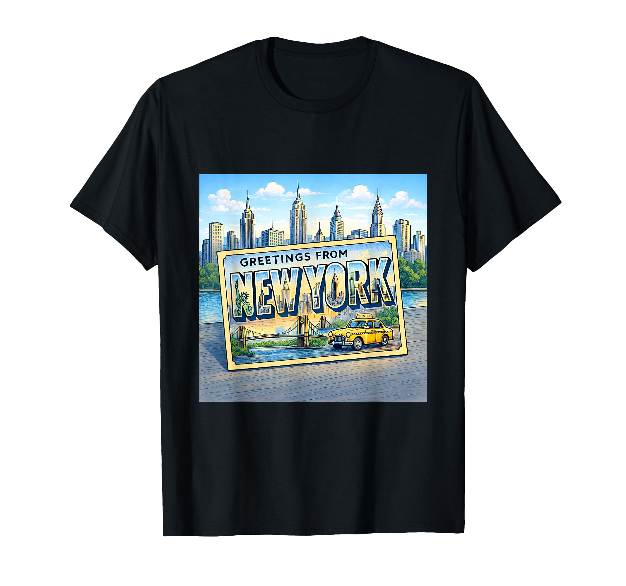 New York Nyc Travel Postcard T-Shirt - Unique Graphic Unisex - T-Shirt, Sweatshirt, Hoodie