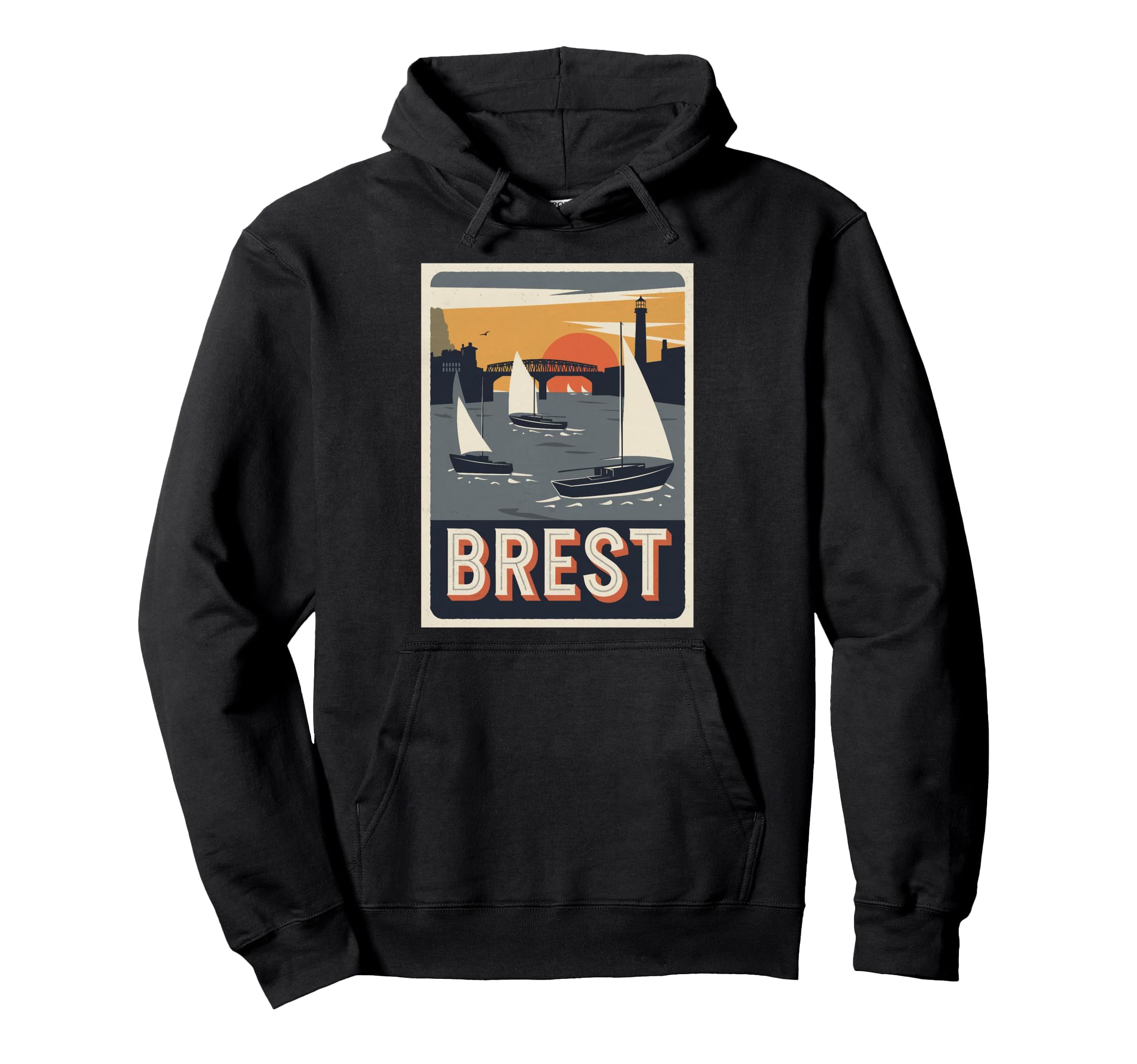 Brest Sunset Sailing Art Hoodie - Aesthetic Graphic Men Women - T-Shirt, Sweatshirt, Hoodie
