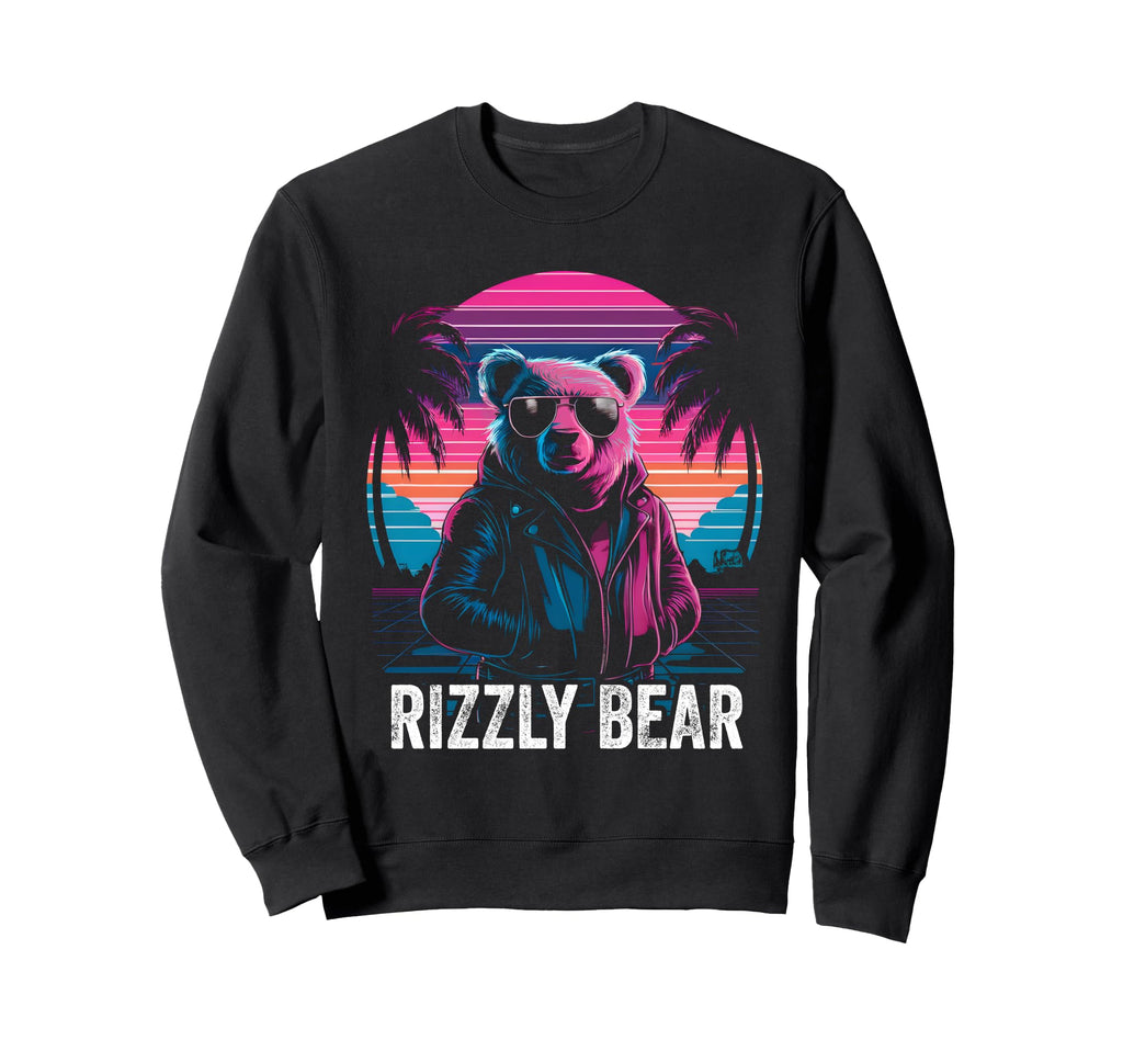 Rizzly Bear Synthwave Retrowave Sweatshirt - Aesthetic Graphic for Adults - T-Shirt, Sweatshirt, Hoodie