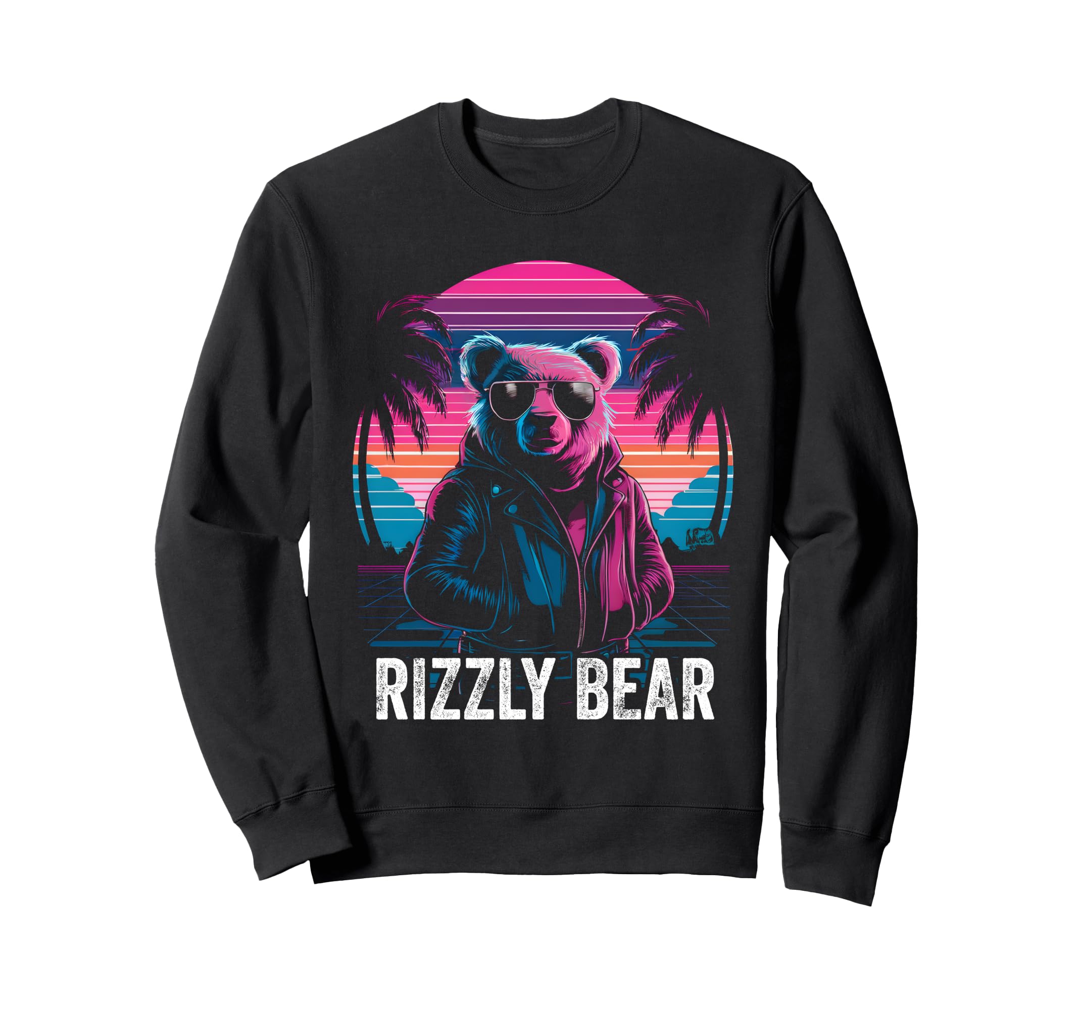 Rizzly Bear Synthwave Retrowave Sweatshirt - Aesthetic Graphic for Adults - T-Shirt, Sweatshirt, Hoodie