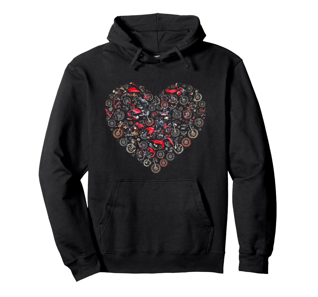 Valentines Motorcycles Motorbikes Heart Hoodie - Graphic Print Unisex - T-Shirt, Sweatshirt, Hoodie