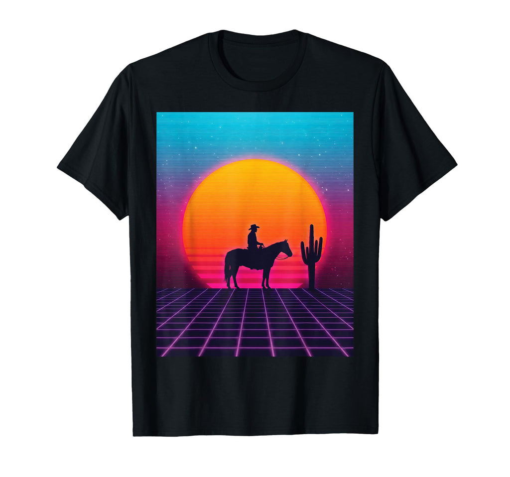 Synthwave Cowboy Retrowave 80S T-Shirt - Minimalist Print Men Women - T-Shirt, Sweatshirt, Hoodie