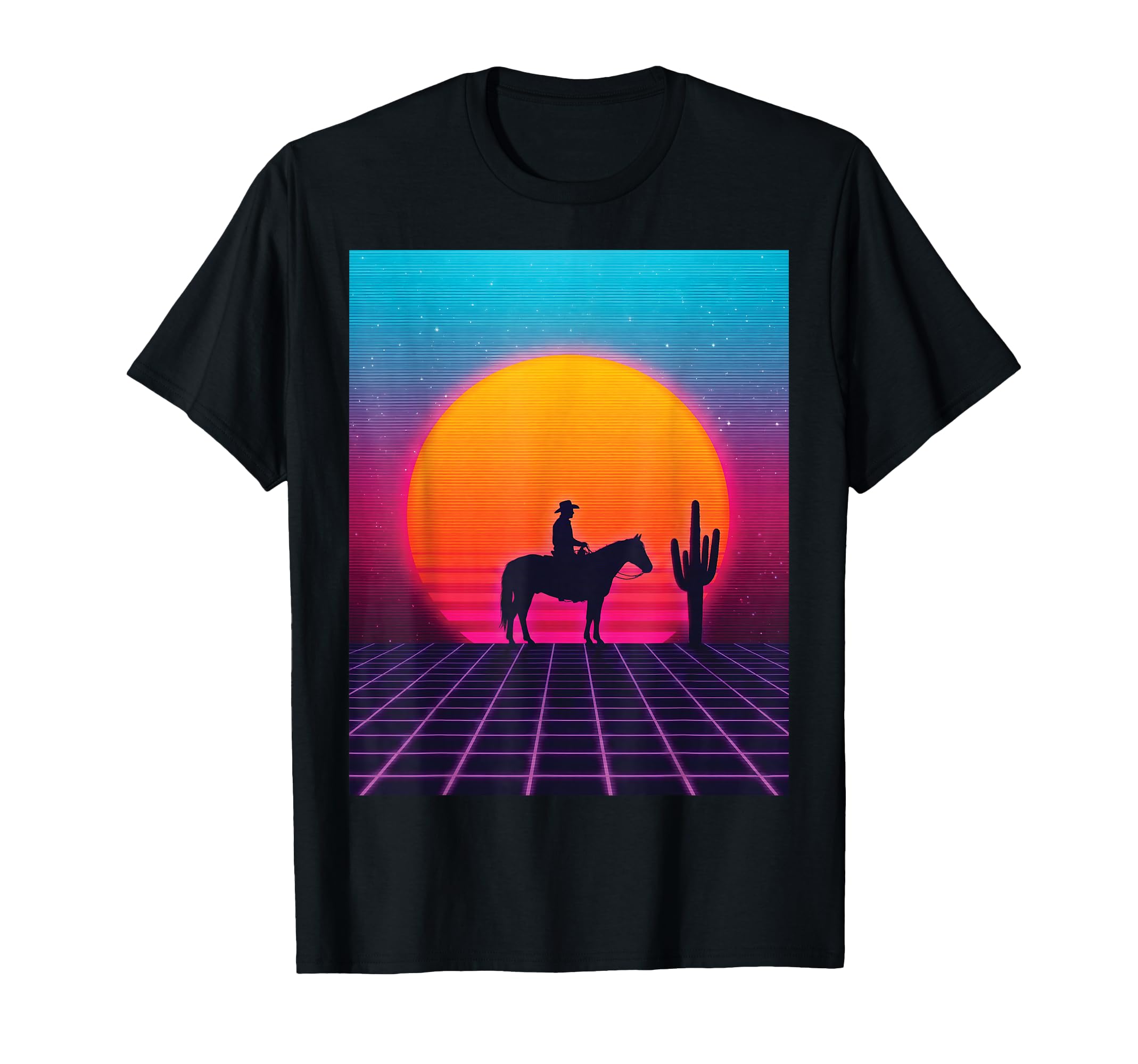 Synthwave Cowboy Retrowave 80S T-Shirt - Minimalist Print Men Women - T-Shirt, Sweatshirt, Hoodie