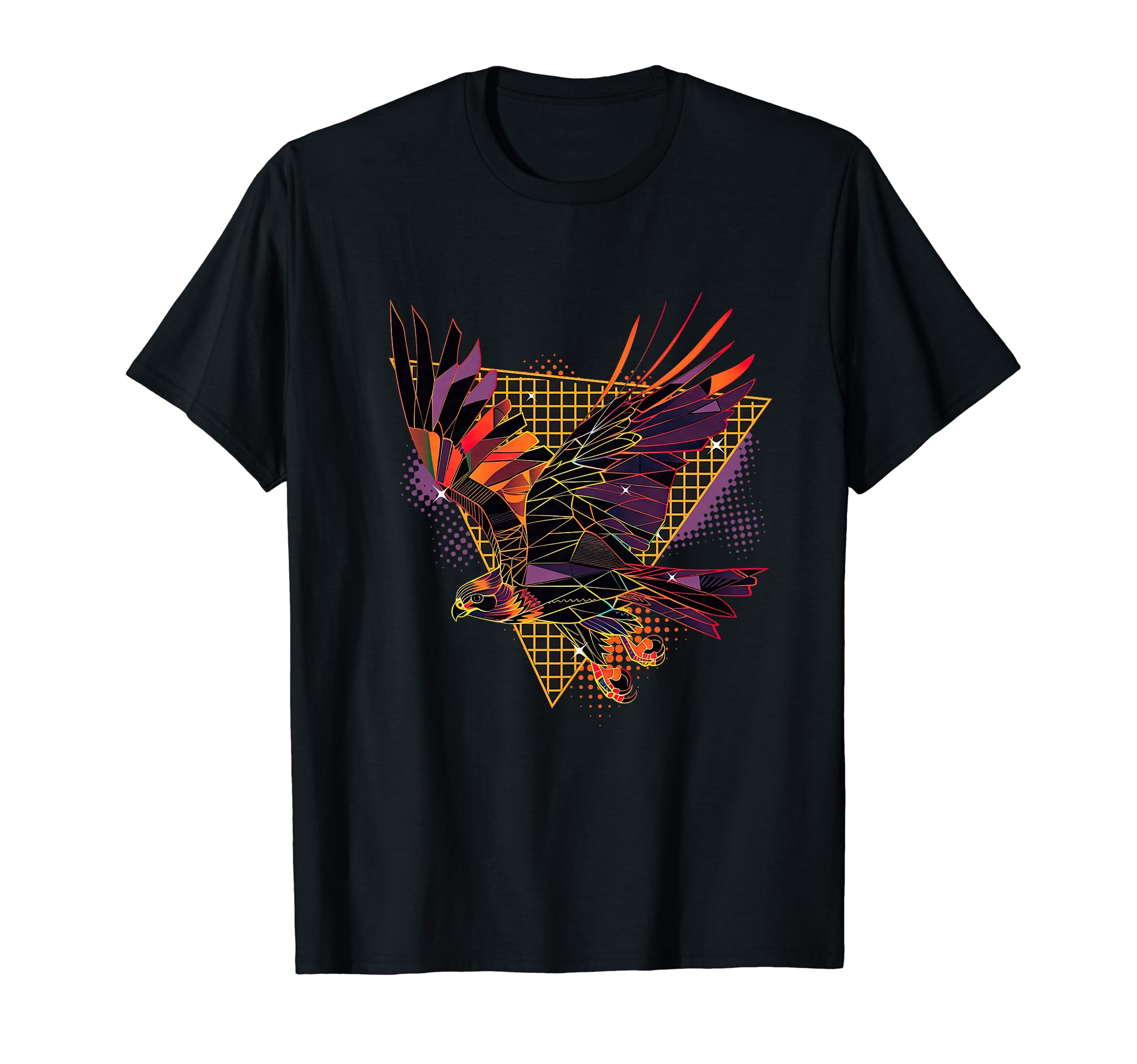 80S Geometric Bird Falcon Synthwave T-Shirt - Novelty Apparel for Adults - T-Shirt, Sweatshirt, Hoodie