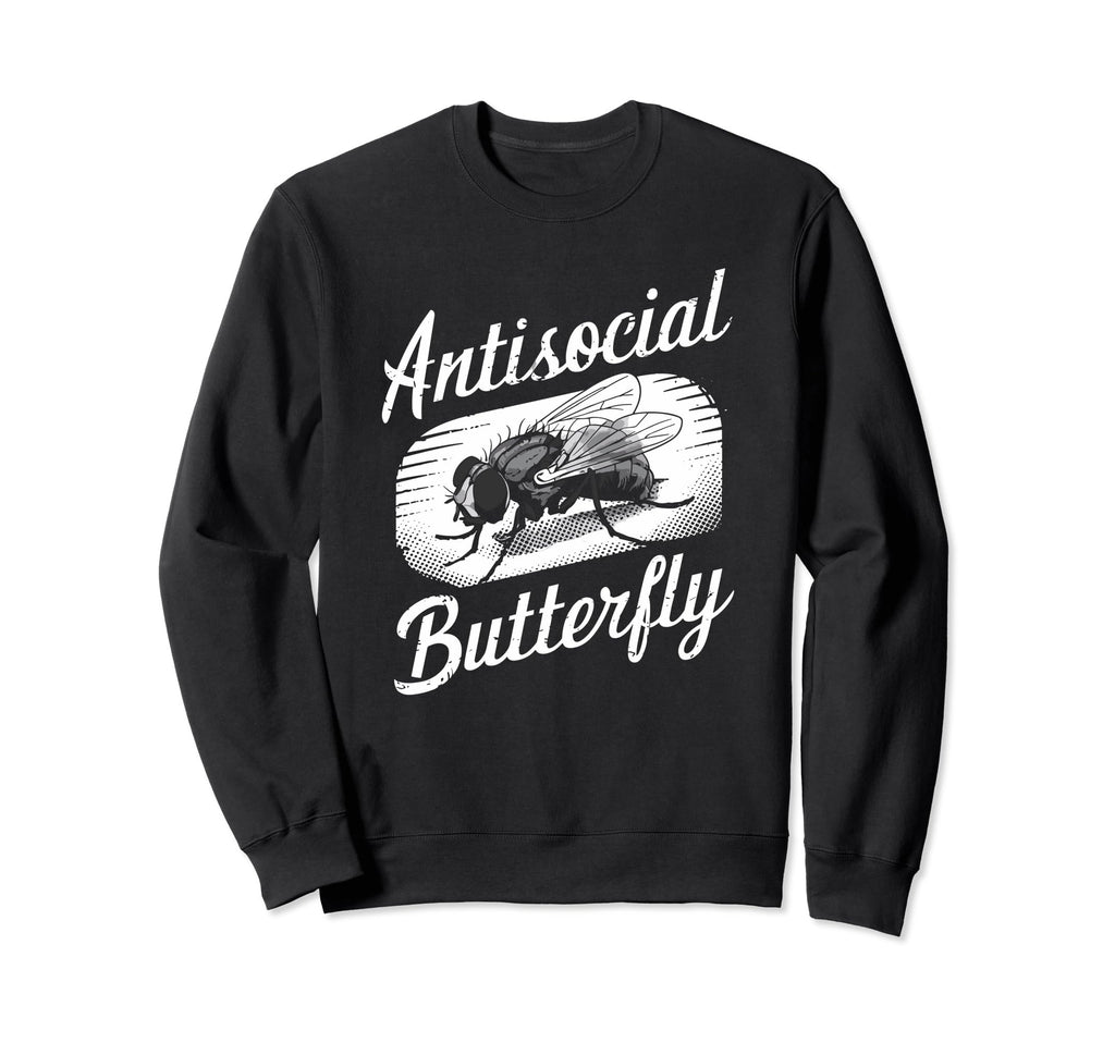 Antisocial Butterfly Housefly Sweatshirt - Minimalist Print Unisex - T-Shirt, Sweatshirt, Hoodie