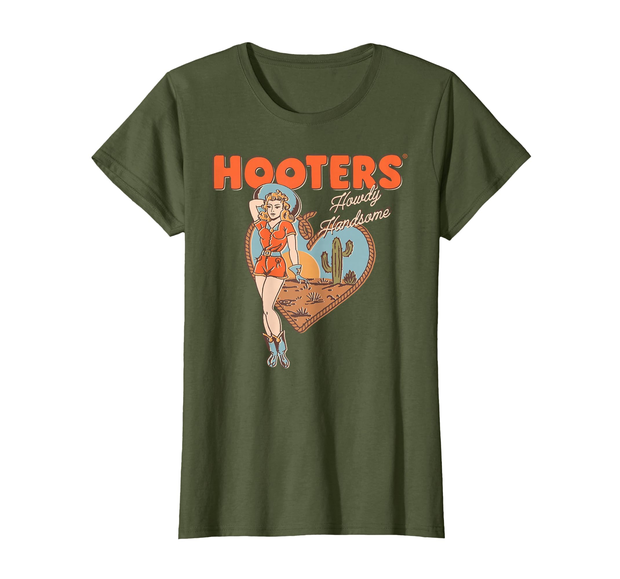 Hooters Western Cowgirl Pinup Howdy T-Shirt - Trendy Graphic for Adults - T-Shirt, Sweatshirt, Hoodie