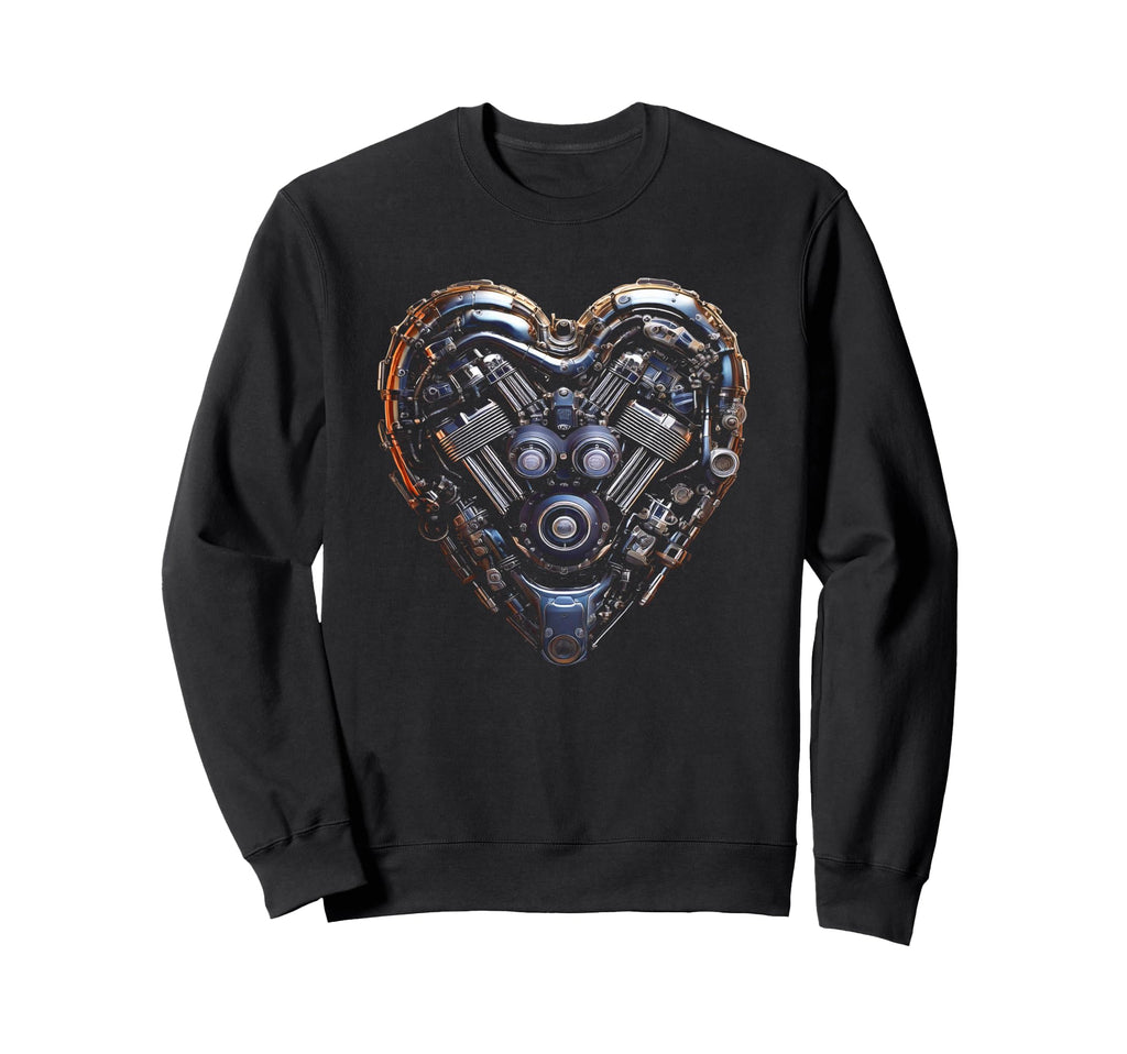 Valentines Motorcycle Engine Heart Sweatshirt - Streetwear Style Men Women - T-Shirt, Sweatshirt, Hoodie
