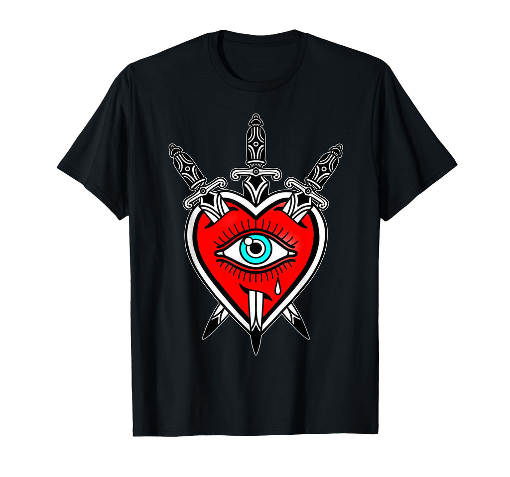 Heart X Dagger American Traditional T-Shirt - Minimalist Print Men Women - T-Shirt, Sweatshirt, Hoodie