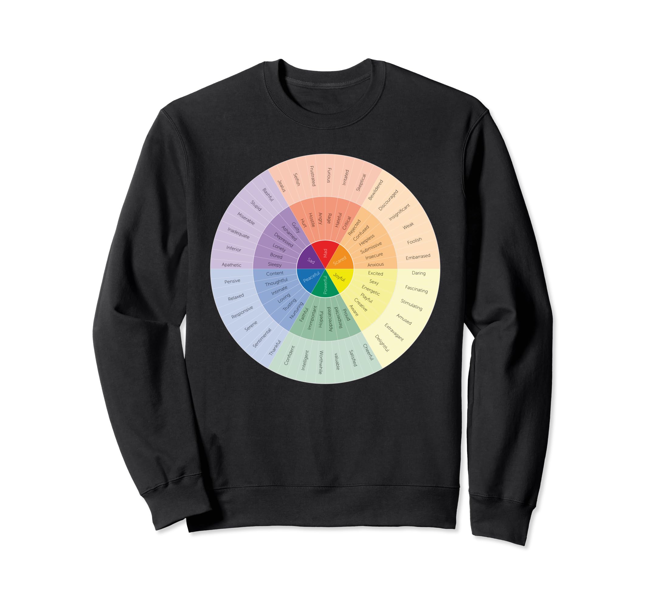 Feelings Wheel Mental Health People Sweatshirt - Graphic Print Unisex - T-Shirt, Sweatshirt, Hoodie