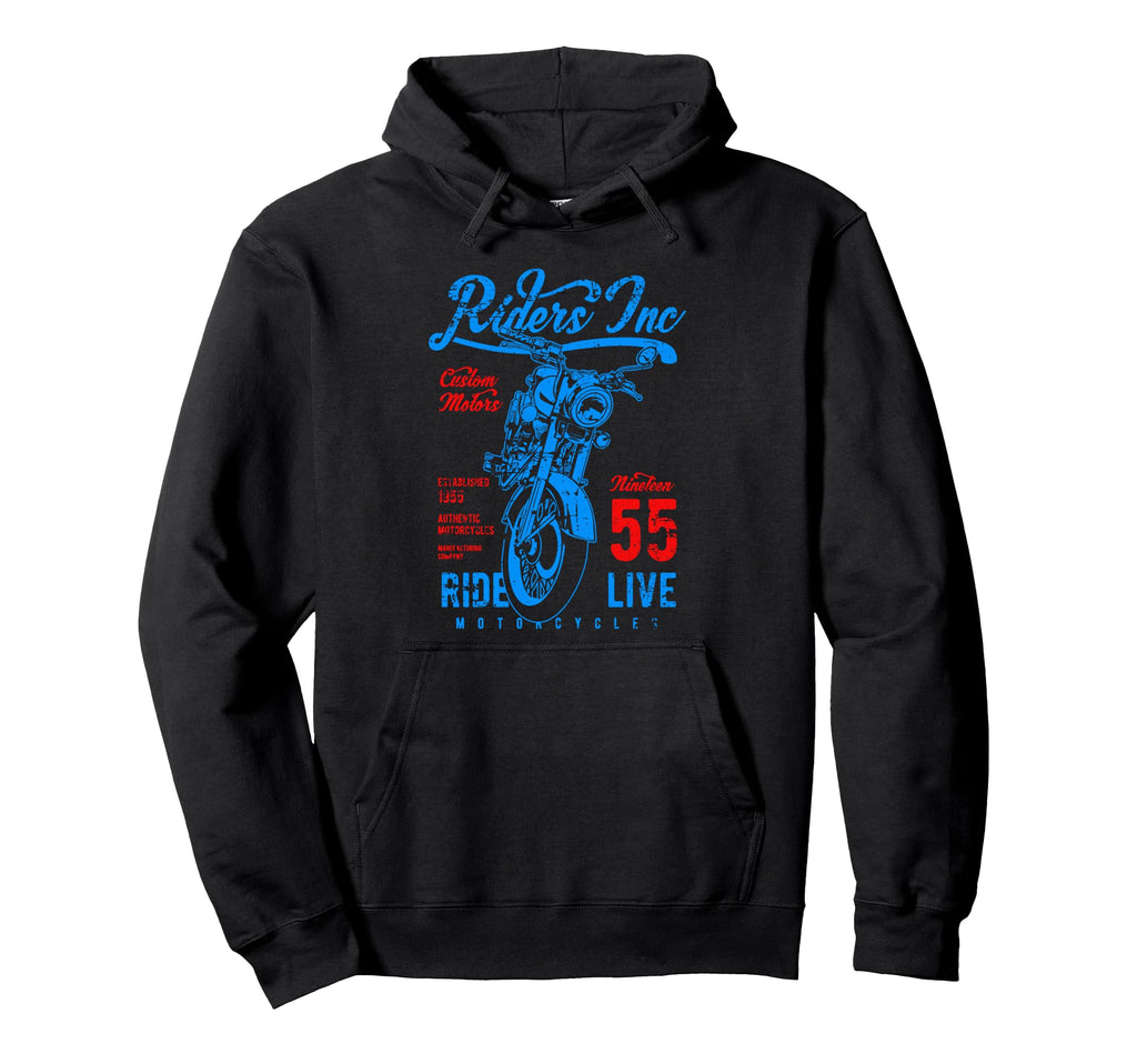 Riders Inc 1955 Motorcycle Distressed Hoodie - Streetwear Style Men Women - T-Shirt, Sweatshirt, Hoodie