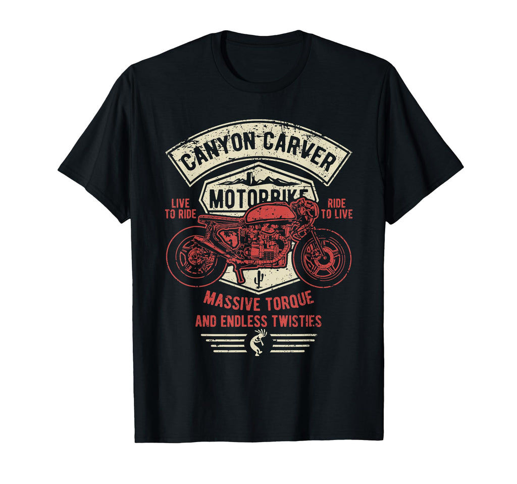 Canyon Carver Motorcycle Distressed T-Shirt - Novelty Apparel for Adults - T-Shirt, Sweatshirt, Hoodie