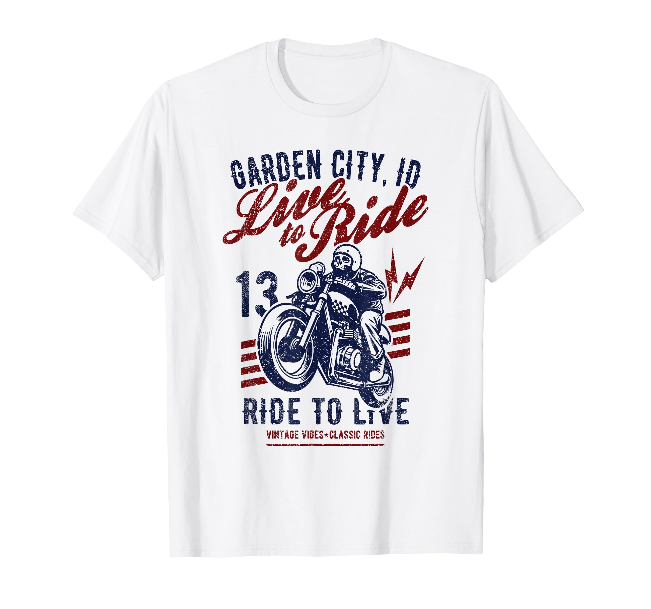 Garden City Idaho Motorcycle Skull Rider T-Shirt - Unique Graphic Unisex - T-Shirt, Sweatshirt, Hoodie