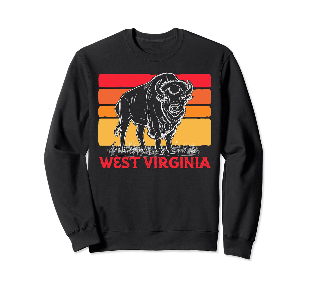 West Virginia Bison 80S American Sweatshirt - Unique Graphic Unisex - T-Shirt, Sweatshirt, Hoodie