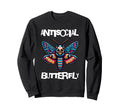 Antisocial Butterfly Funny Death Head Sweatshirt - Minimalist Print Unisex - T-Shirt, Sweatshirt, Hoodie