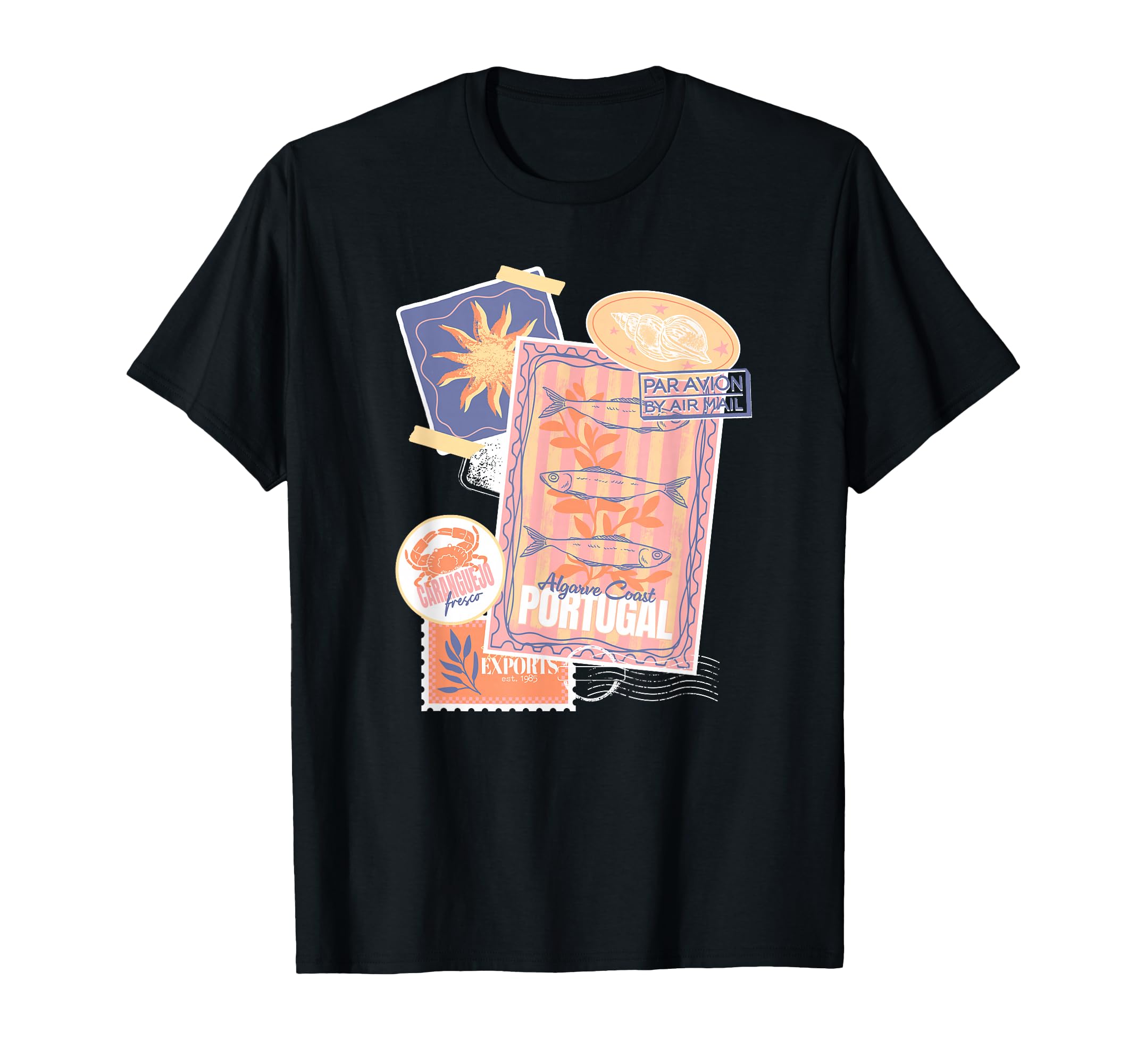 Postcard And Stamp Aesthetic Collage T-Shirt - Streetwear Style for Adults - T-Shirt, Sweatshirt, Hoodie