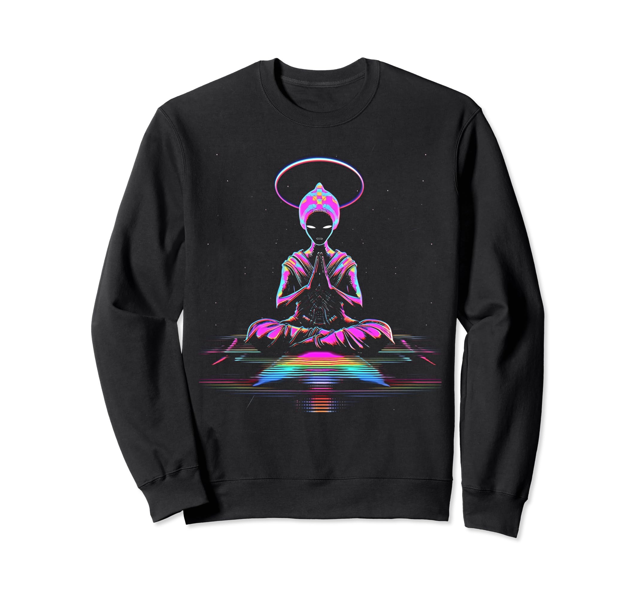 Synthwave Buddha Cyberpunk 80S Sci Sweatshirt - Custom Art Print Men Women - T-Shirt, Sweatshirt, Hoodie
