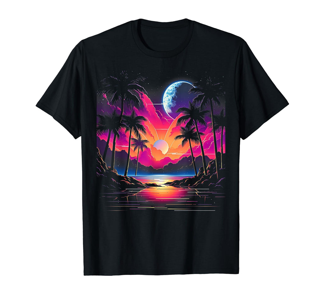 Vaporwave Solar System 80S Synthwave Space T-Shirt - Graphic Print Unisex - T-Shirt, Sweatshirt, Hoodie