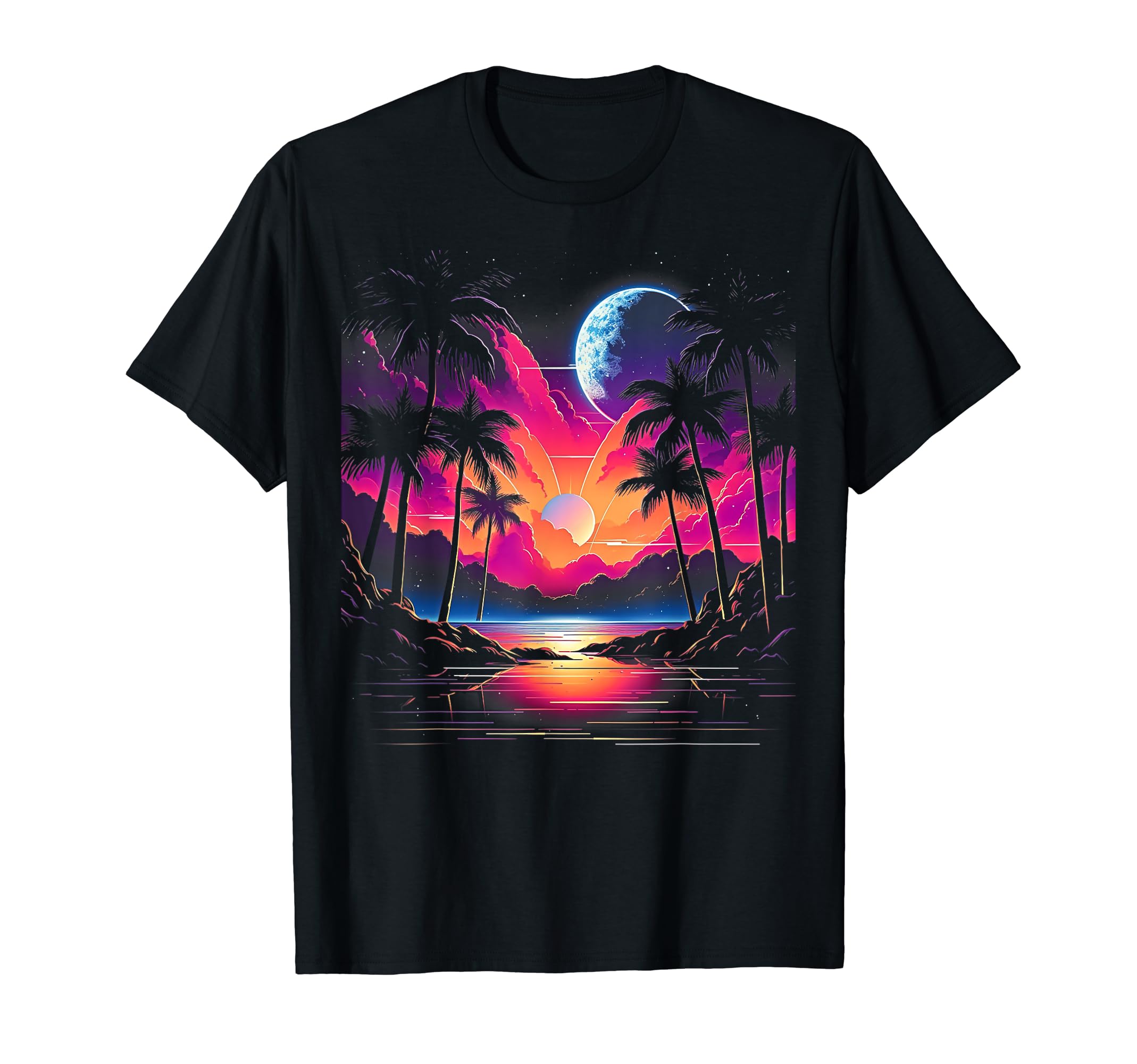 Vaporwave Solar System 80S Synthwave Space T-Shirt - Graphic Print Unisex - T-Shirt, Sweatshirt, Hoodie