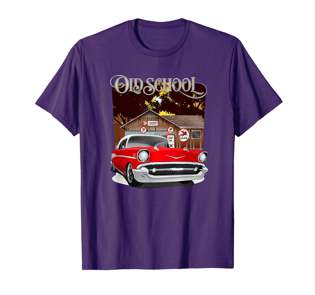 1957 Red And White Old School Bel Air T-Shirt - Minimalist Print Men Women - T-Shirt, Sweatshirt, Hoodie