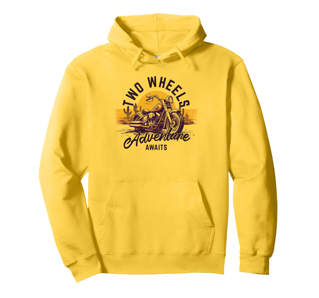 Two Wheels Adventure Awaits Motorcycle Hoodie - Graphic Print for Adults - T-Shirt, Sweatshirt, Hoodie