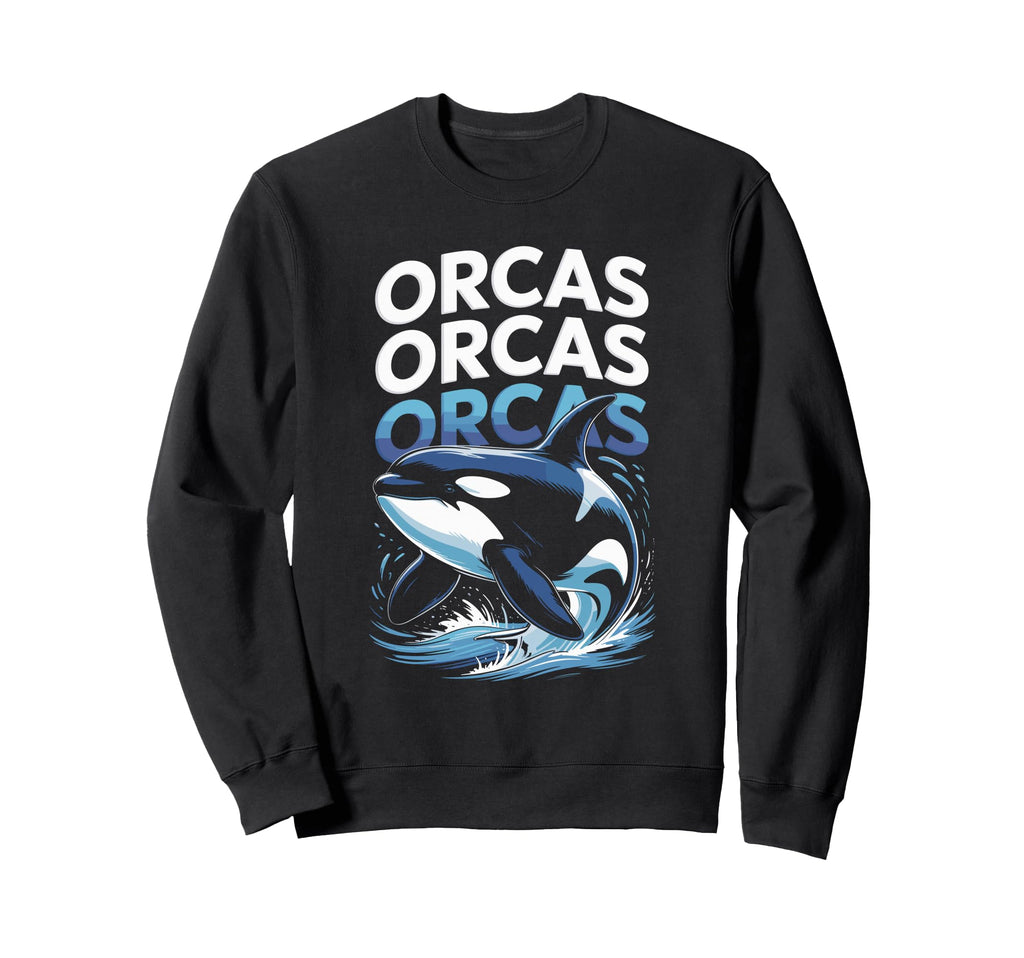 Orcas Typography Statement Minimal Sweatshirt - Unique Graphic Unisex - T-Shirt, Sweatshirt, Hoodie