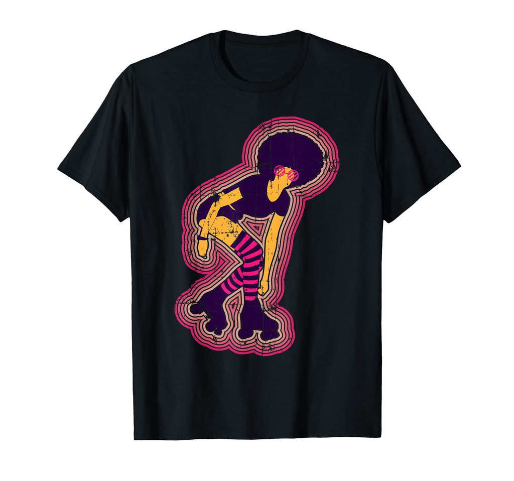 Rollerskating Afro Distressed T-Shirt - Graphic Print Men Women - T-Shirt, Sweatshirt, Hoodie