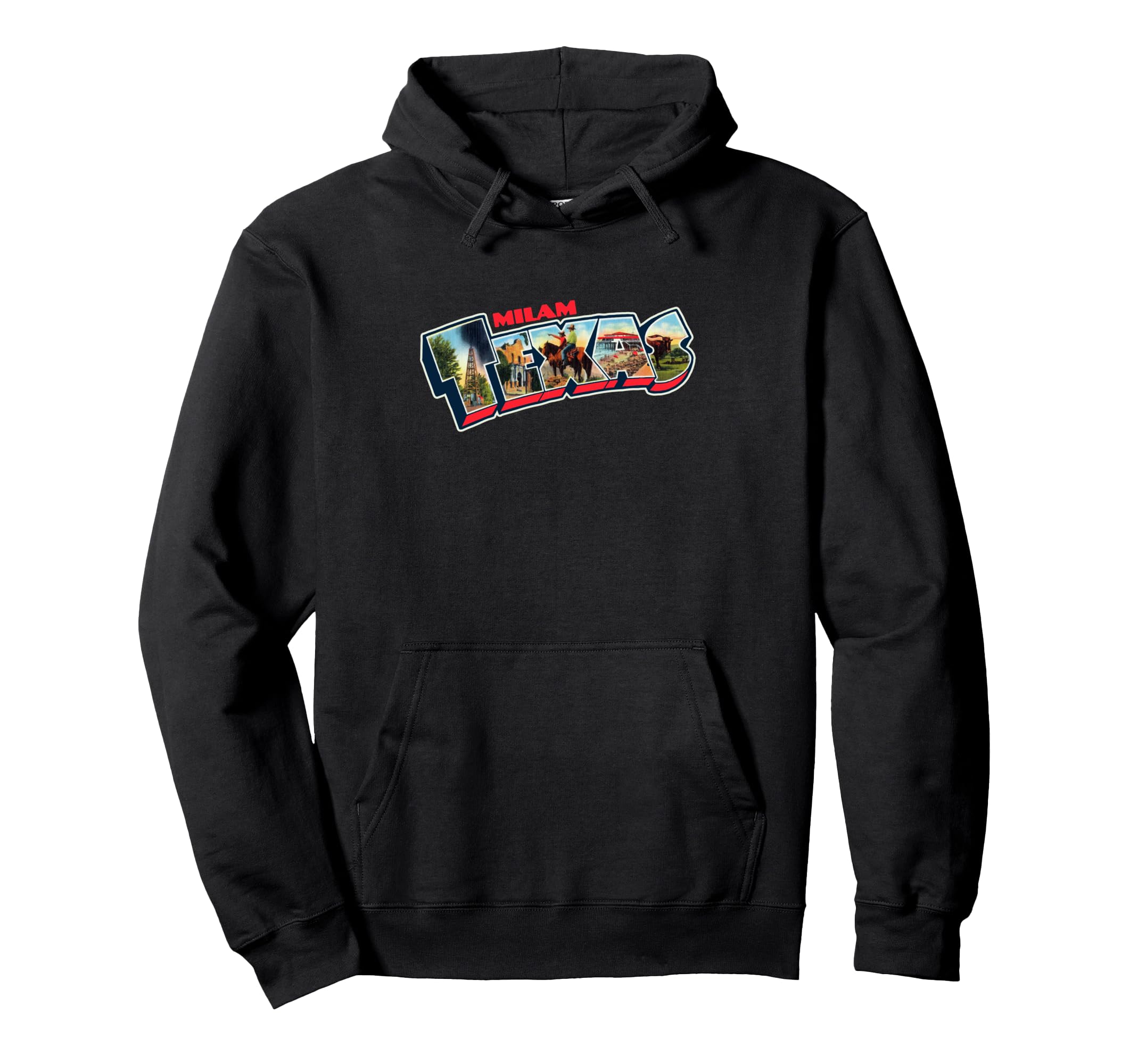 Milam Texas Postcard Tpa Travel Logo Hoodie - Graphic Print Unisex - T-Shirt, Sweatshirt, Hoodie