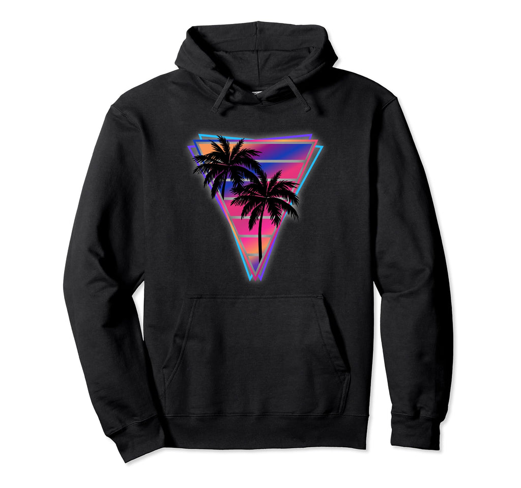 Synthwave Vaporwave Triangle Palm Trees Hoodie - Streetwear Style Unisex - T-Shirt, Sweatshirt, Hoodie