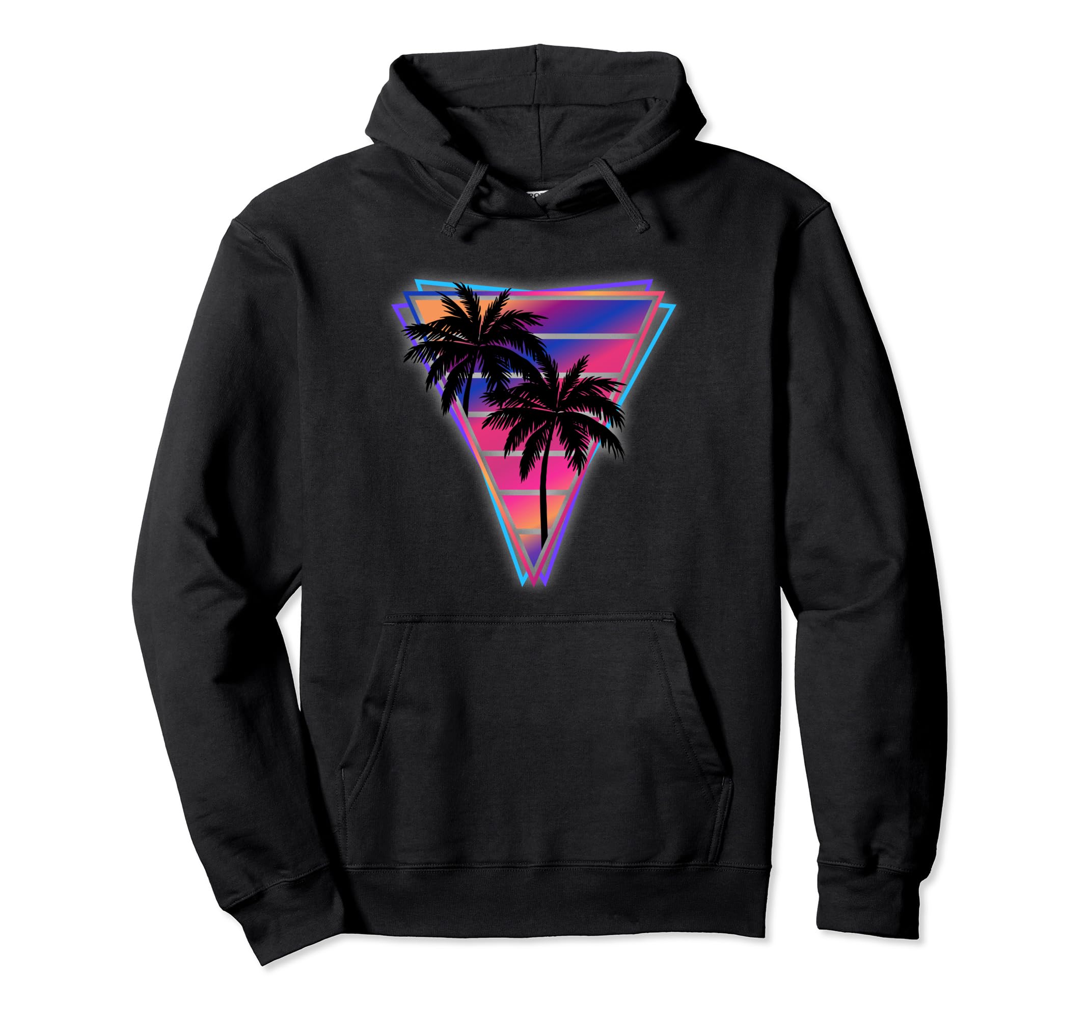 Synthwave Vaporwave Triangle Palm Trees Hoodie - Streetwear Style Unisex - T-Shirt, Sweatshirt, Hoodie
