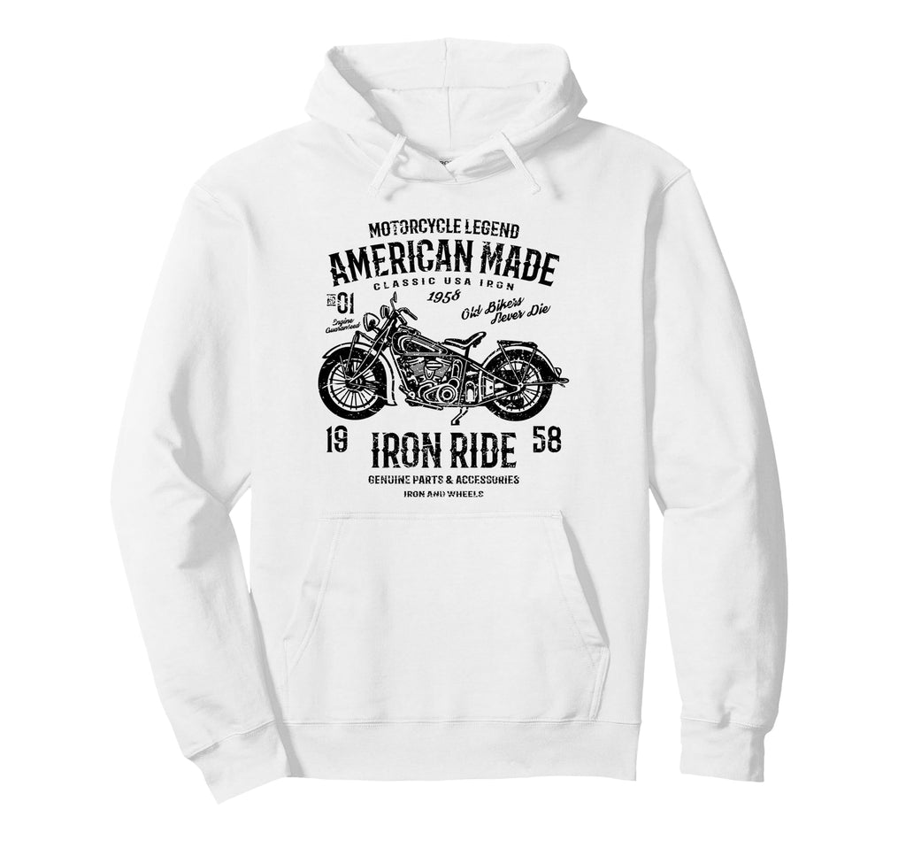 American Motorcycle Distressed Hoodie - Fun Novelty Design for Adults - T-Shirt, Sweatshirt, Hoodie