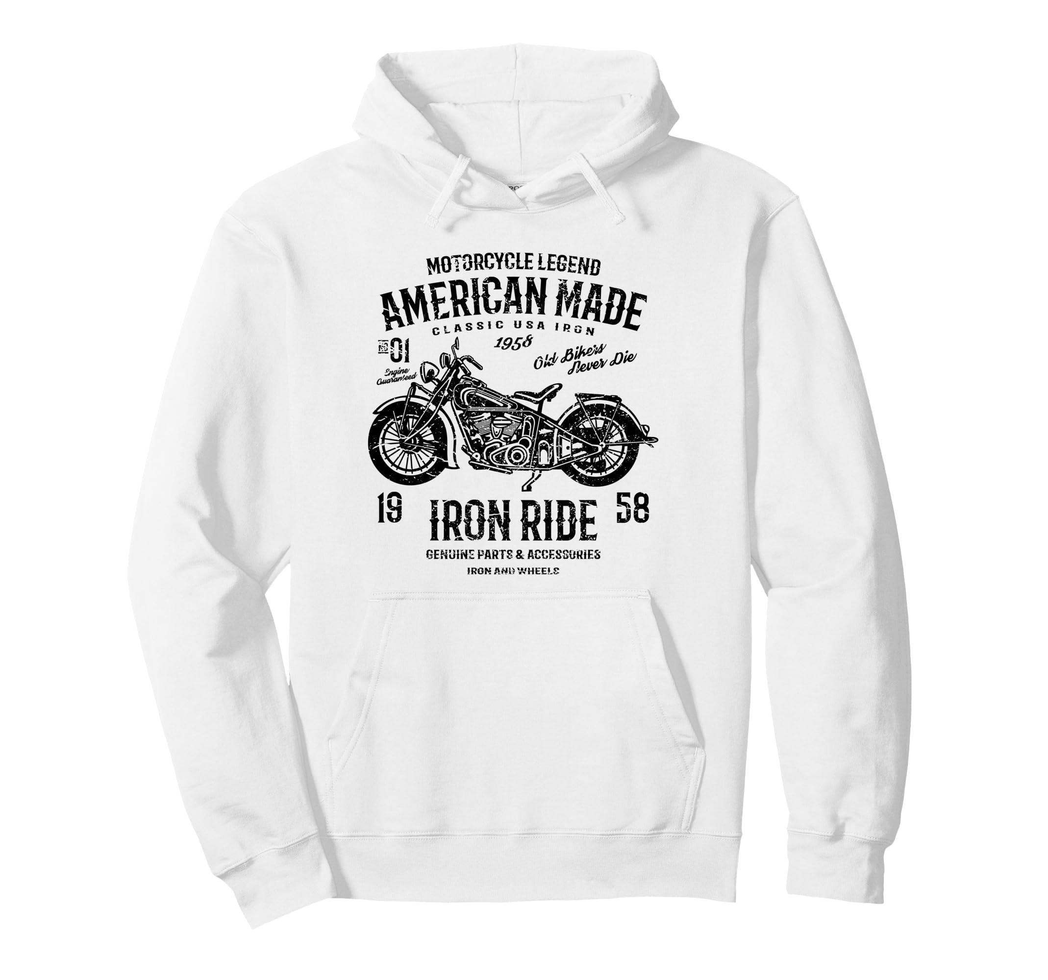 American Motorcycle Distressed Hoodie - Fun Novelty Design for Adults - T-Shirt, Sweatshirt, Hoodie