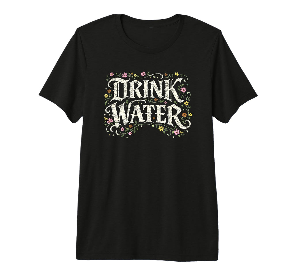 Drink Water Floral Self Wellness T-Shirt - Aesthetic Graphic for Adults - T-Shirt, Sweatshirt, Hoodie
