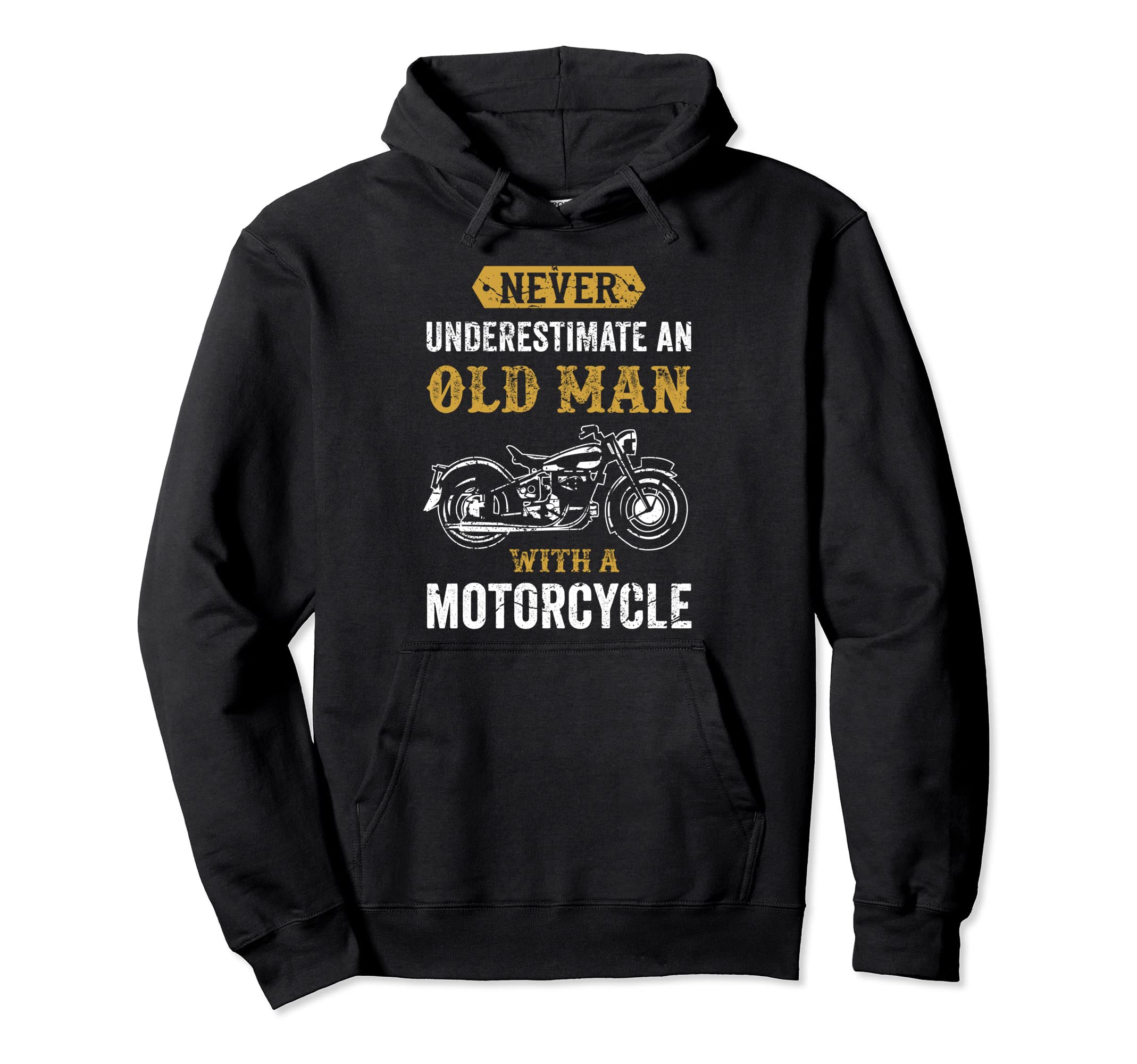Distressed Motorcycle Old Grandpa Hoodie - Custom Art Print for Adults - T-Shirt, Sweatshirt, Hoodie