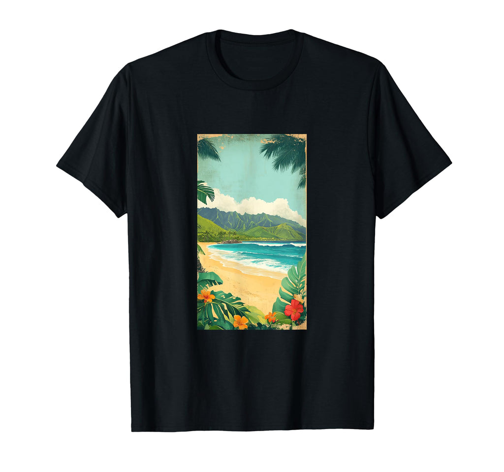 Hawaiian Postcard Inspired Tropical T-Shirt - Minimalist Print Men Women - T-Shirt, Sweatshirt, Hoodie