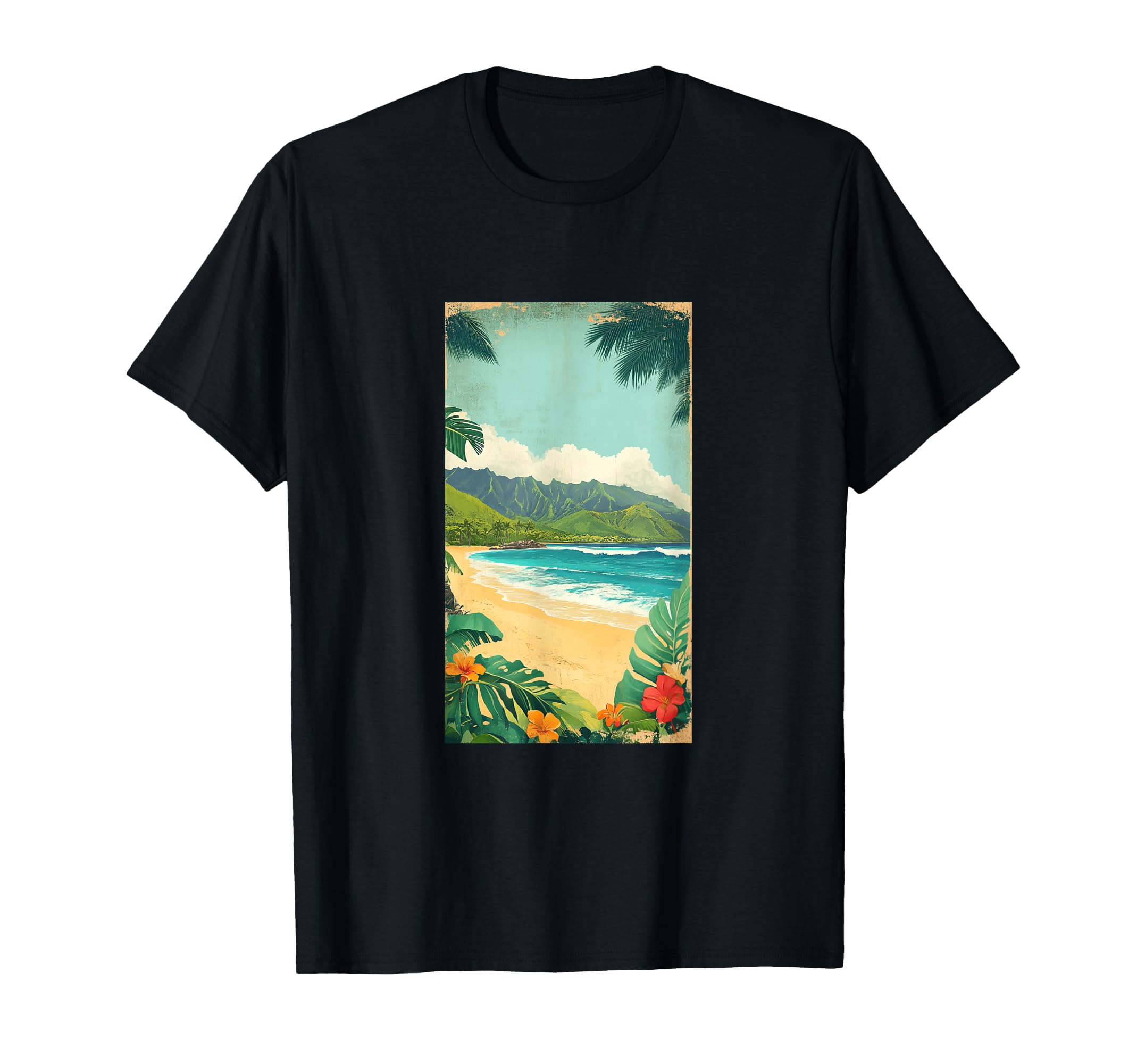 Hawaiian Postcard Inspired Tropical T-Shirt - Minimalist Print Men Women - T-Shirt, Sweatshirt, Hoodie