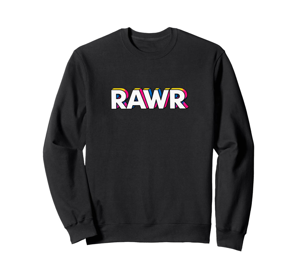 Dinosaur Fun Rawr Pop Art Typography Sweatshirt - Aesthetic Graphic Unisex - T-Shirt, Sweatshirt, Hoodie