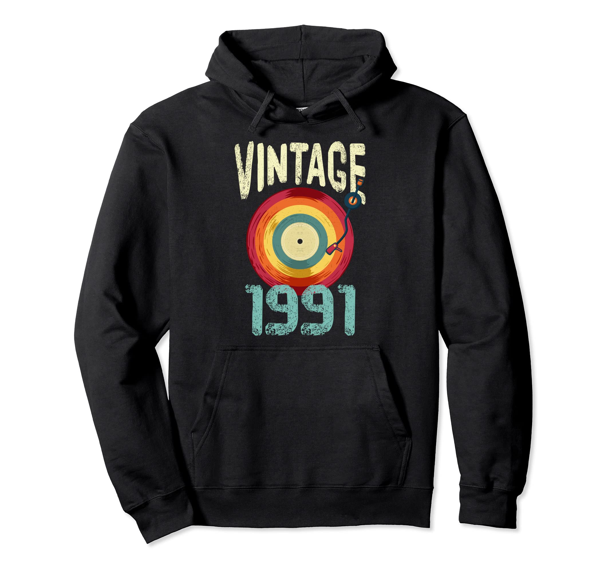 1991 Vinyl Phonograph Record Player Hoodie - Graphic Print for Adults - T-Shirt, Sweatshirt, Hoodie