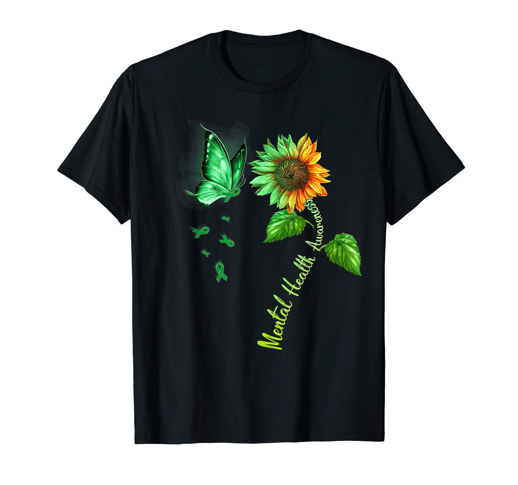 Butterfly Sunflower Mental Health T-Shirt - Minimalist Print for Adults - T-Shirt, Sweatshirt, Hoodie