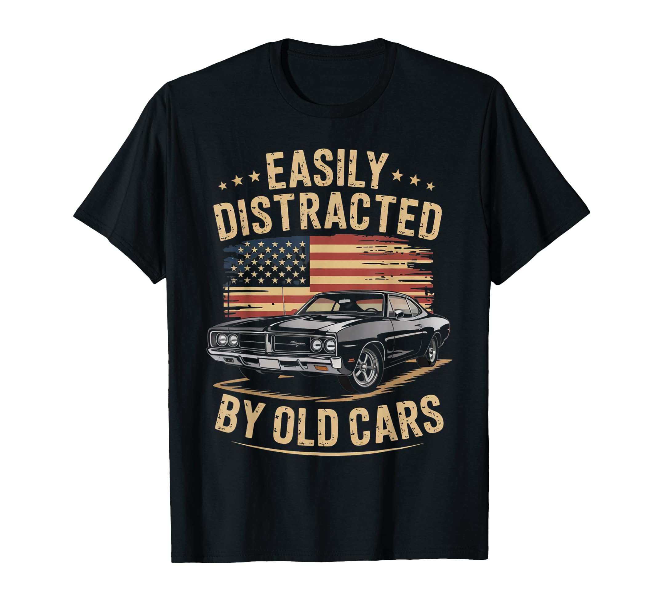 Easily Distracted Old Cars Car Guy T-Shirt - Custom Art Print Men Women - T-Shirt, Sweatshirt, Hoodie
