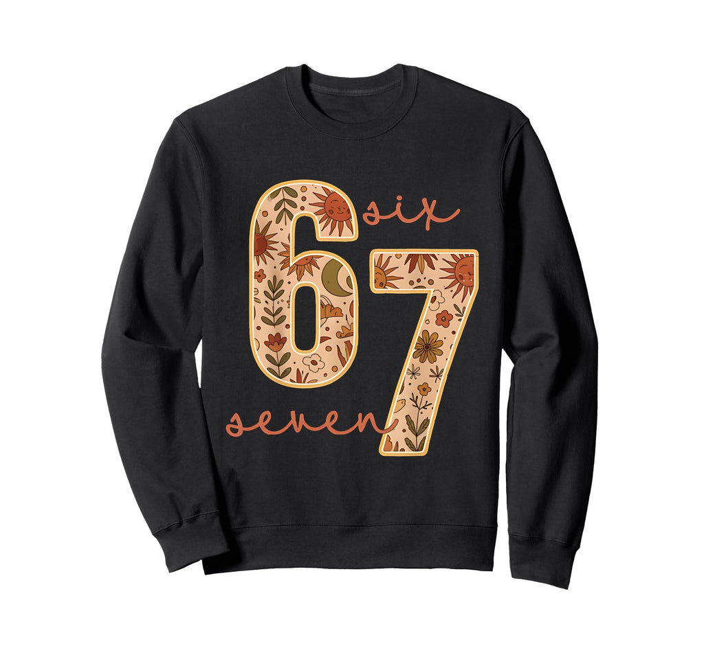 67 Six Seven Boho Floral Moon Sweatshirt - Fun Novelty Design Men Women - T-Shirt, Sweatshirt, Hoodie