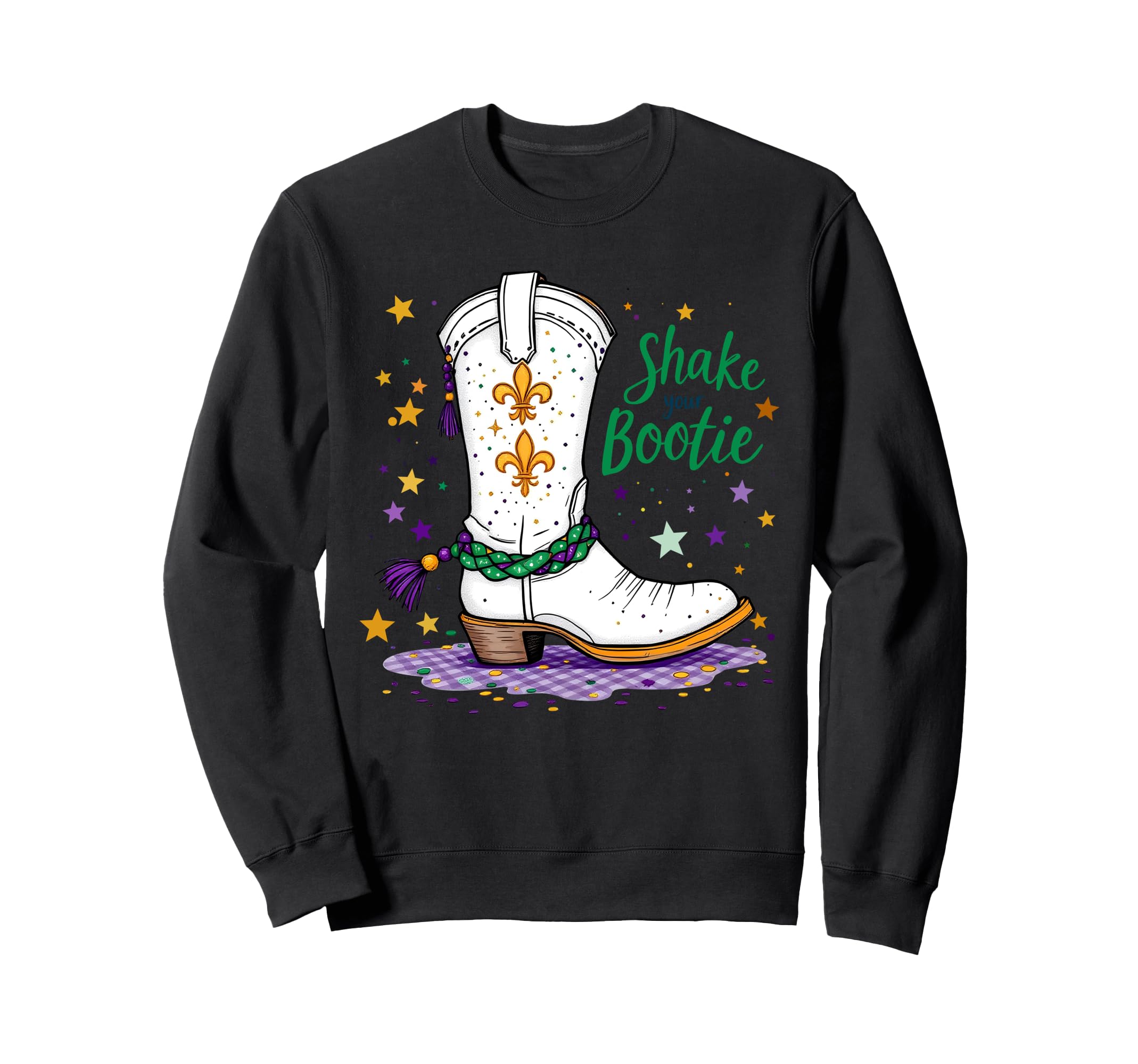 Shake Your Bootie Mardi Gras Cowboy Sweatshirt - Custom Art Print Unisex - T-Shirt, Sweatshirt, Hoodie