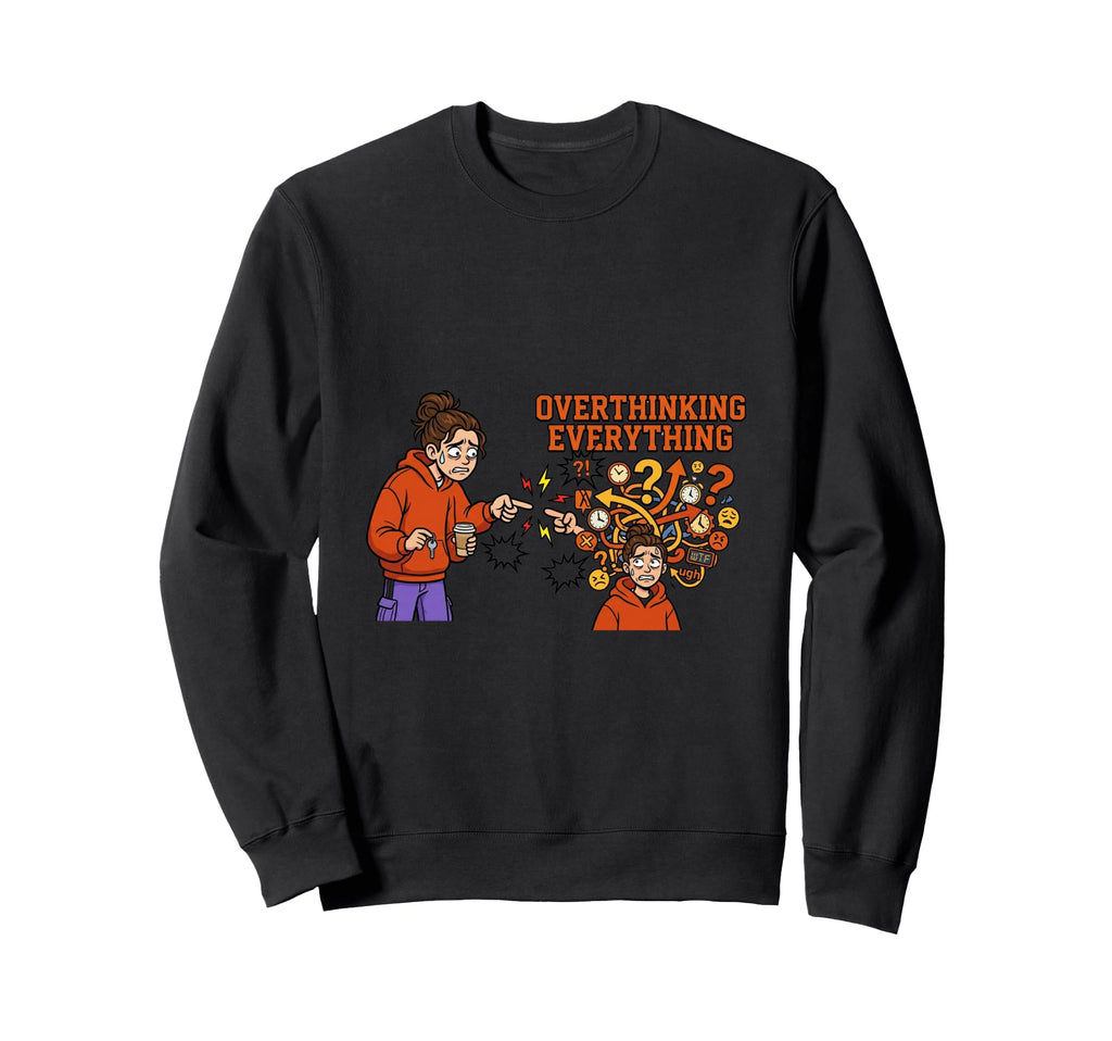 Overthinking Everything Mind Sweatshirt - Fun Novelty Design for Adults - T-Shirt, Sweatshirt, Hoodie