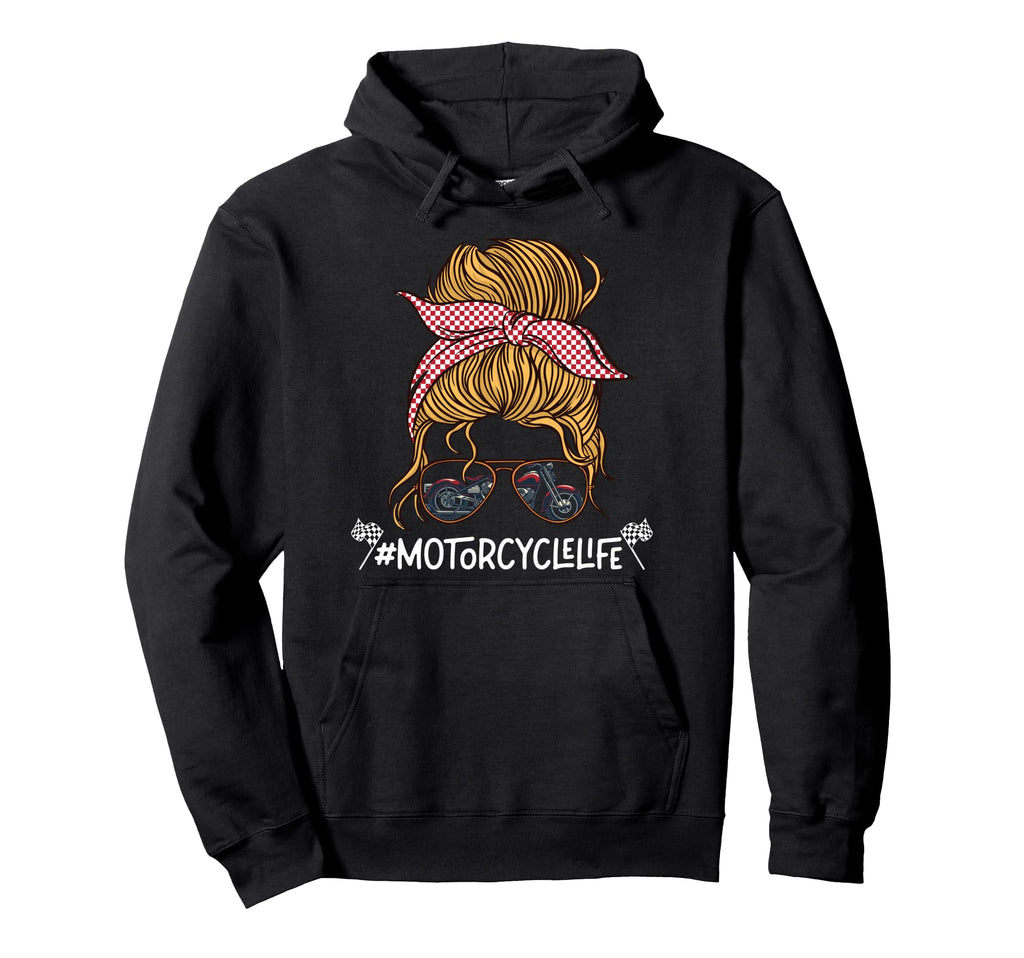 Motorcycle Biker Female Sunglasses Hoodie - Aesthetic Graphic Men Women - T-Shirt, Sweatshirt, Hoodie