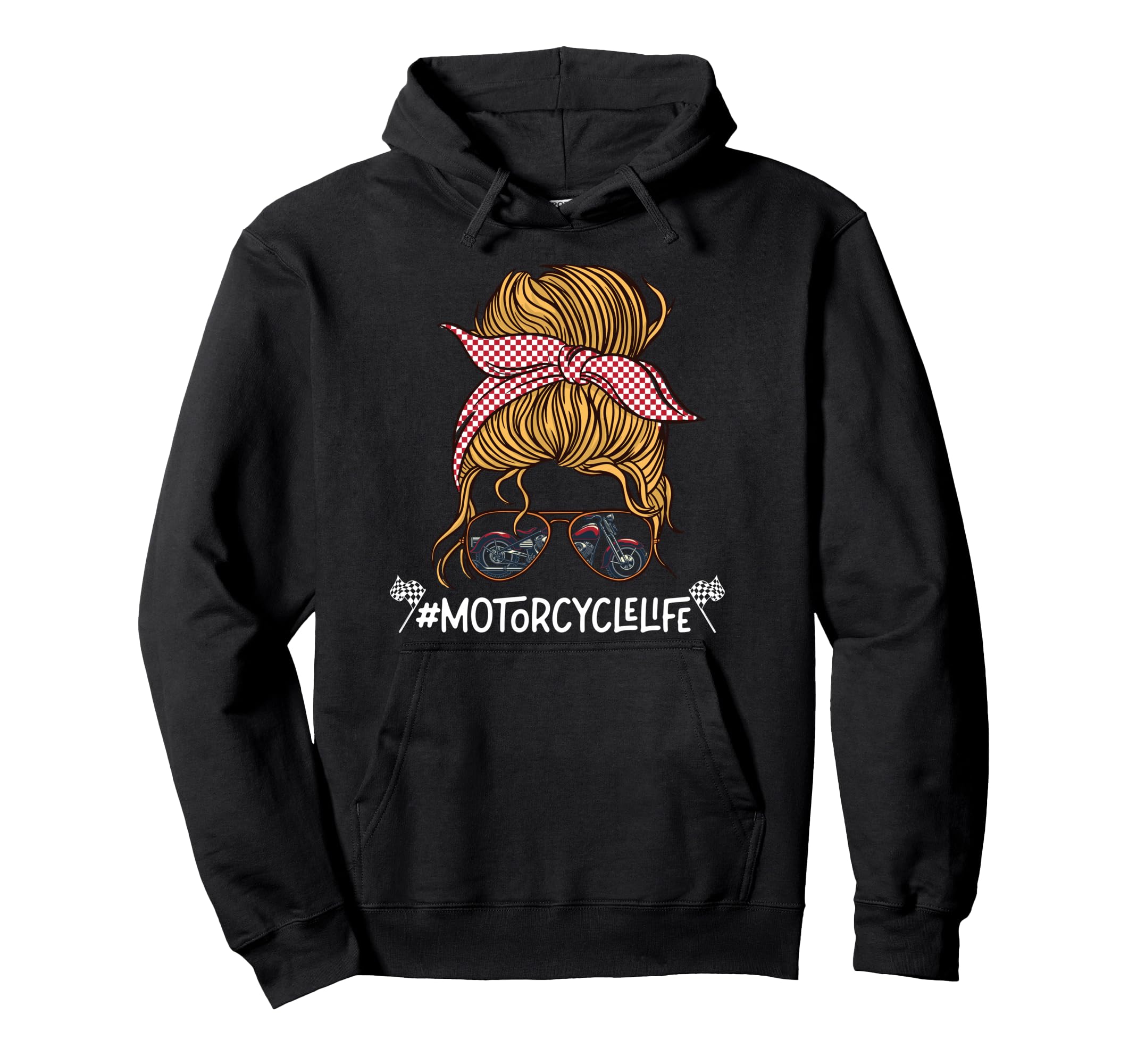 Motorcycle Biker Female Sunglasses Hoodie - Aesthetic Graphic Men Women - T-Shirt, Sweatshirt, Hoodie