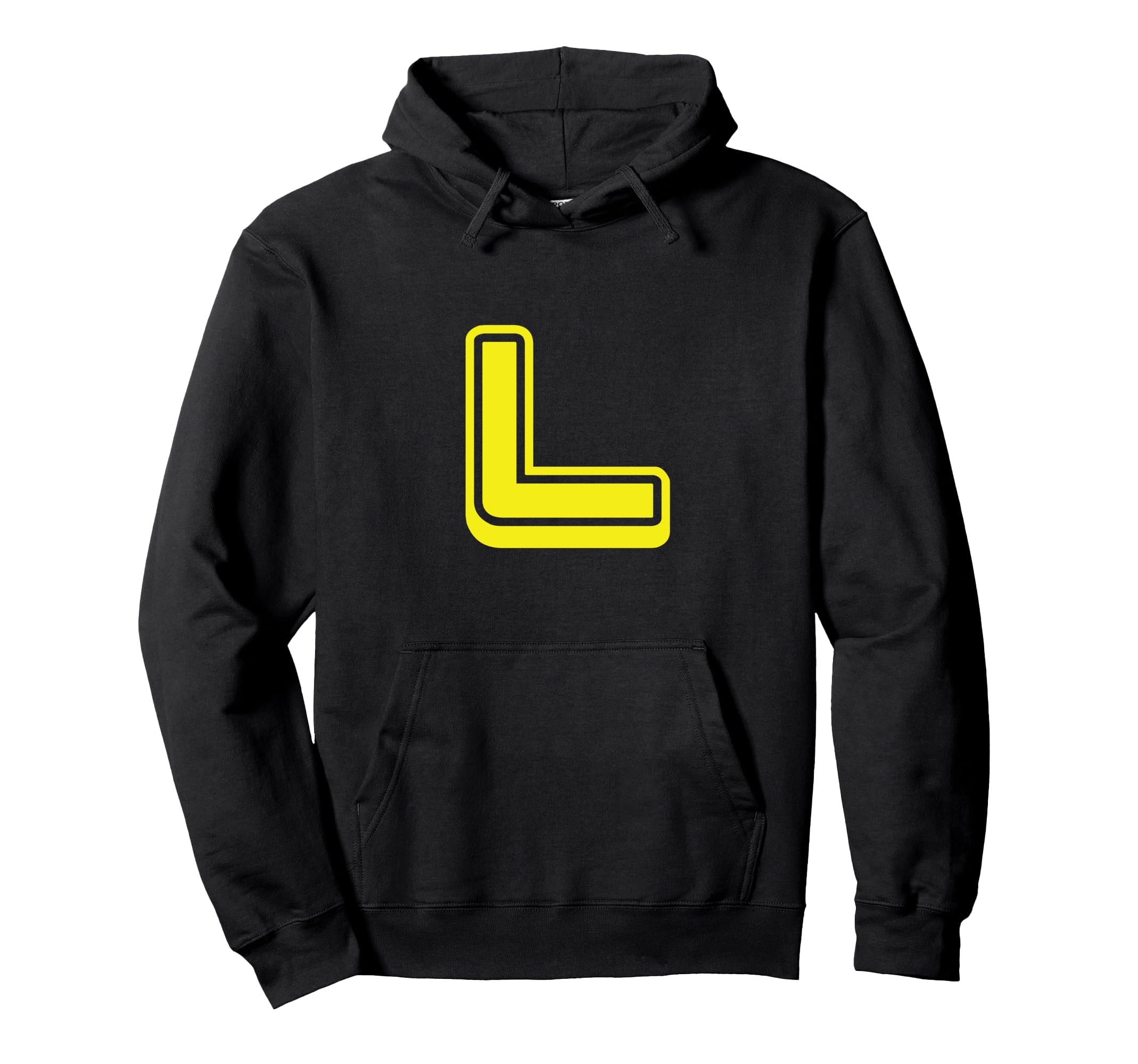 Bold Letter Yellow L Outline Alphabet Hoodie - Unique Graphic for Adults - T-Shirt, Sweatshirt, Hoodie