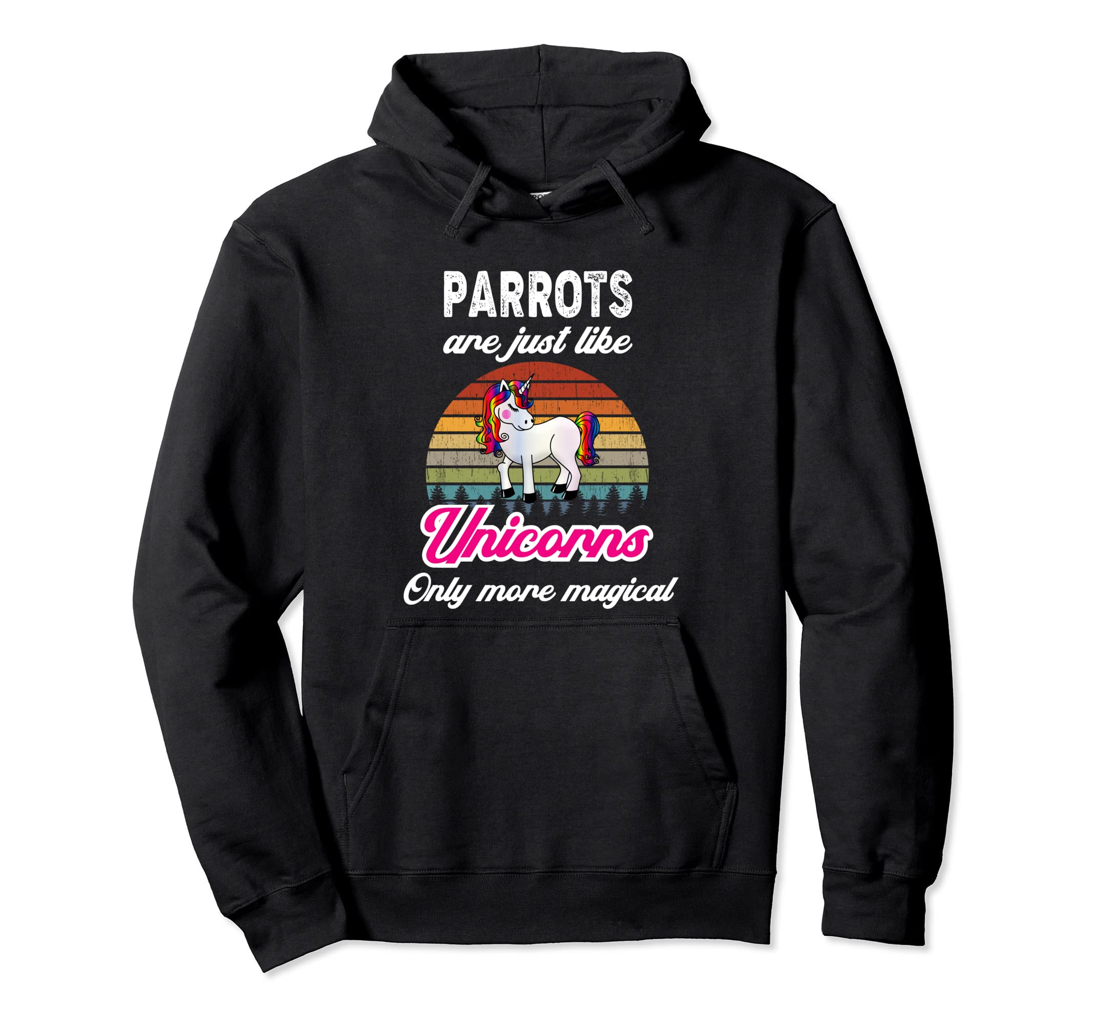 Funny Parrots Unicorn Sunset Hoodie - Graphic Print Unisex - T-Shirt, Sweatshirt, Hoodie